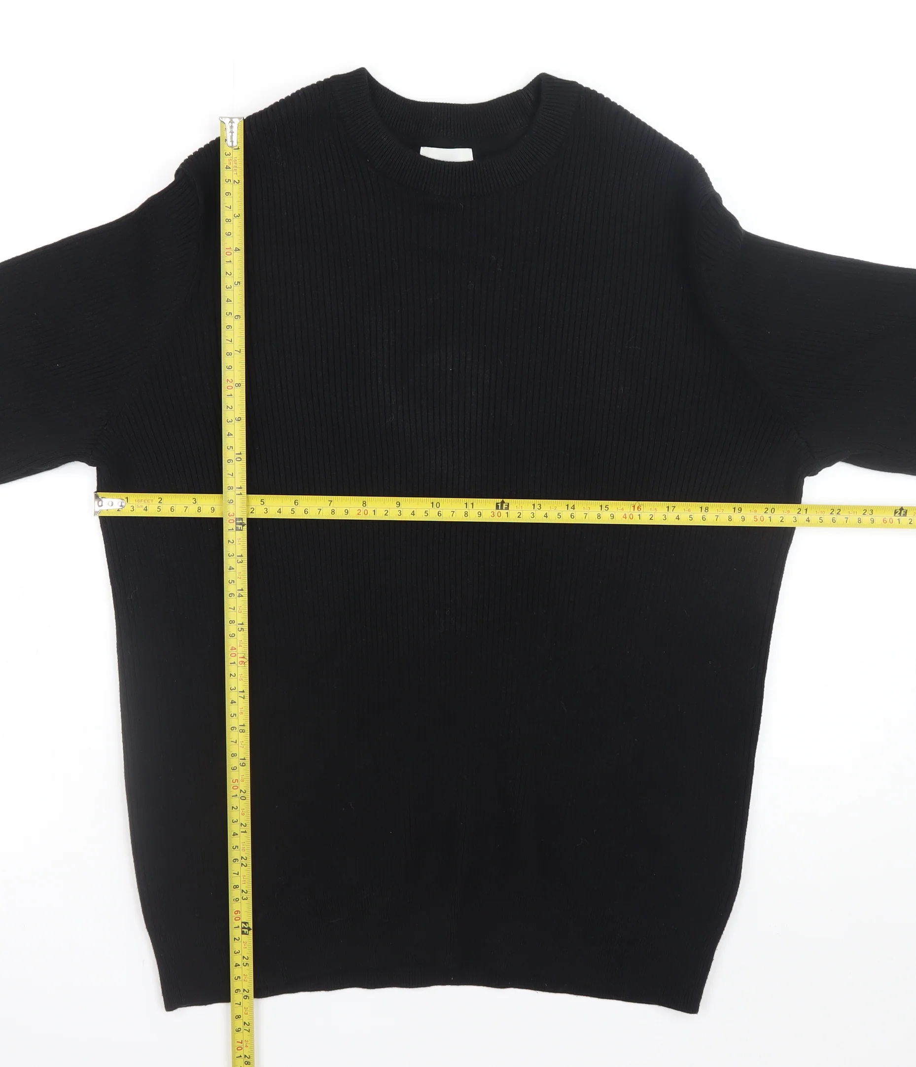 H&M Men's Black Cotton Relaxed Fit Crew Neck Jumper Size S - Image 2