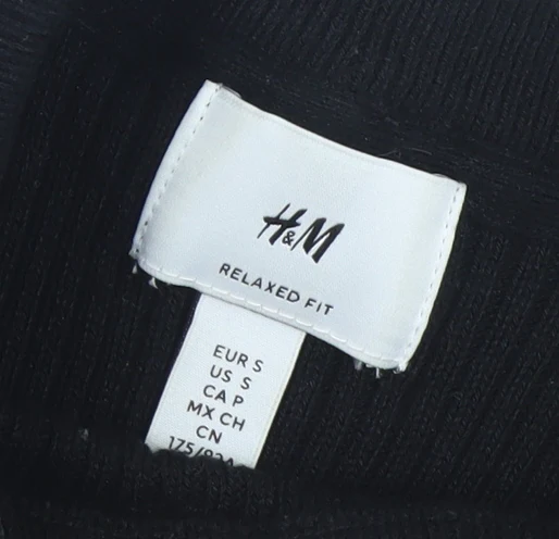 H&M Men's Black Cotton Relaxed Fit Crew Neck Jumper Size S - Image 4