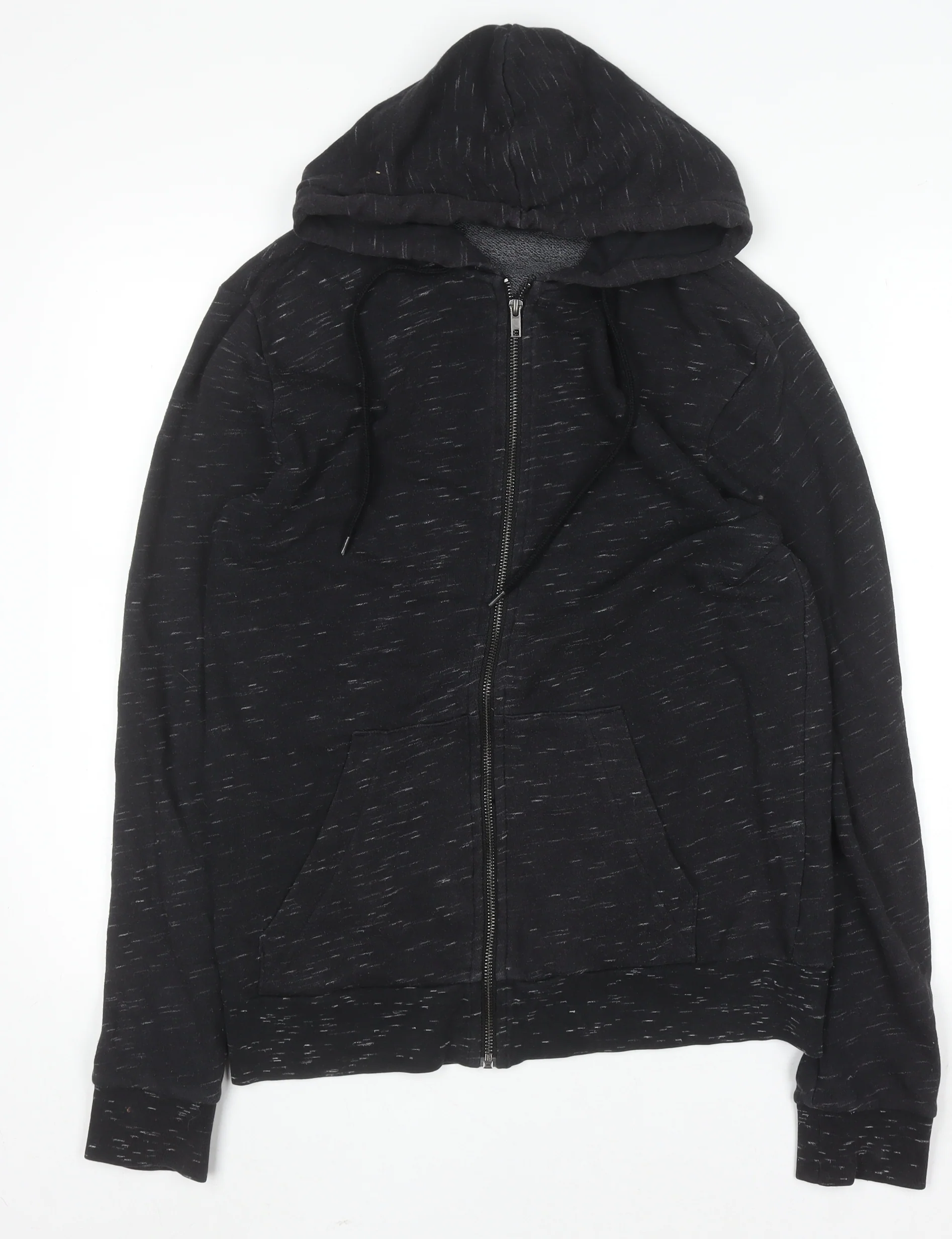 H&M Mens Black Full Zip Hoodie Size S Regular Fit Cotton Blend