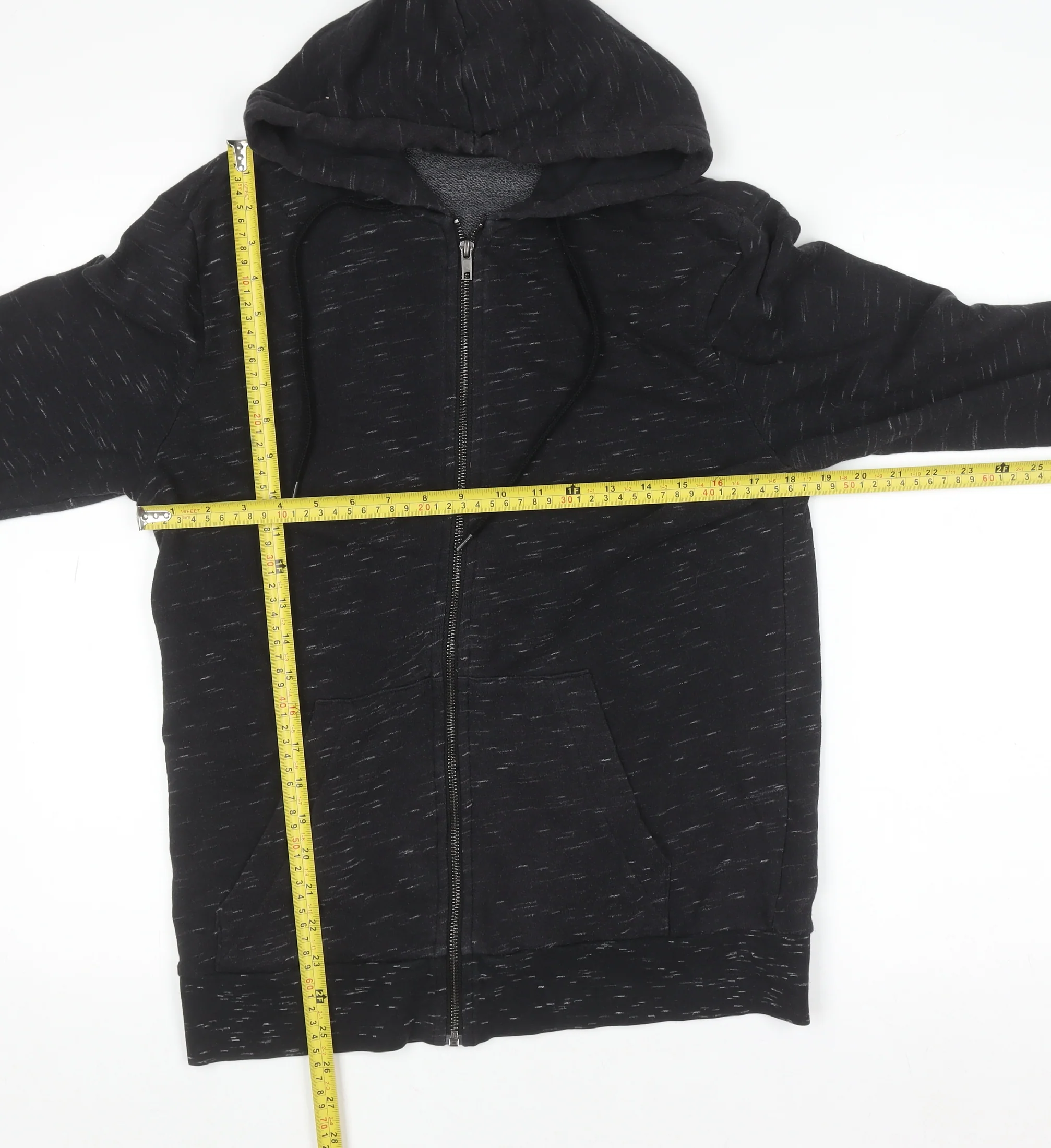 H&M Mens Black Full Zip Hoodie Size S Regular Fit Cotton Blend - Image 2