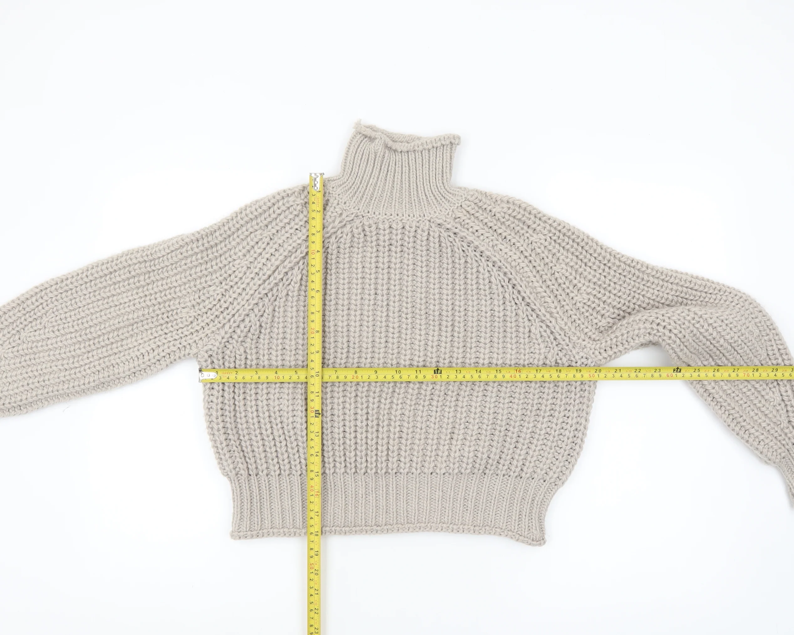 H&M Women Beige Chunky Roll Neck Jumper XS Relaxed Fit Knit - Image 2