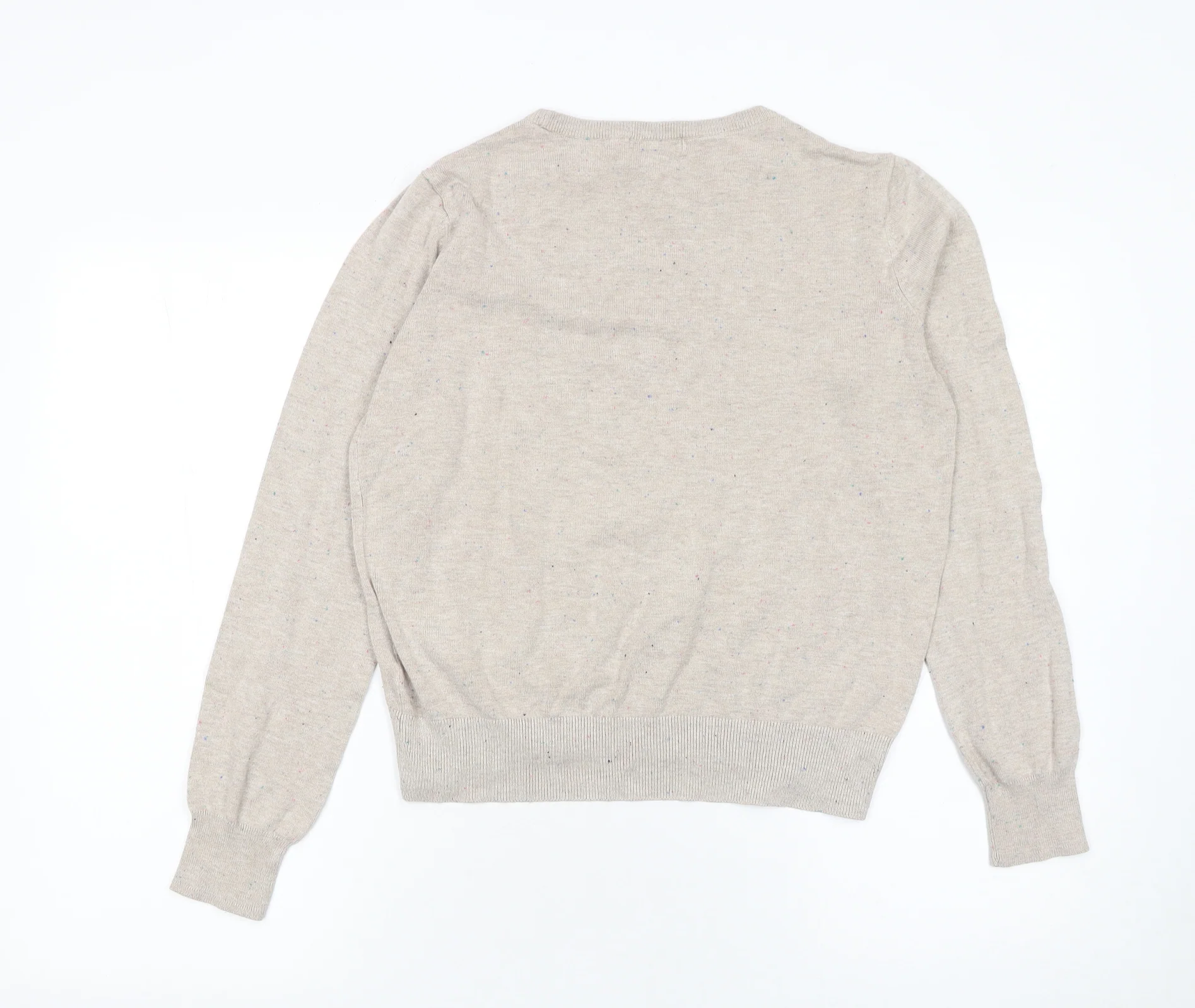 H&M Women Beige Crew Neck Long Sleeve Pullover Jumper Size S - Image 3