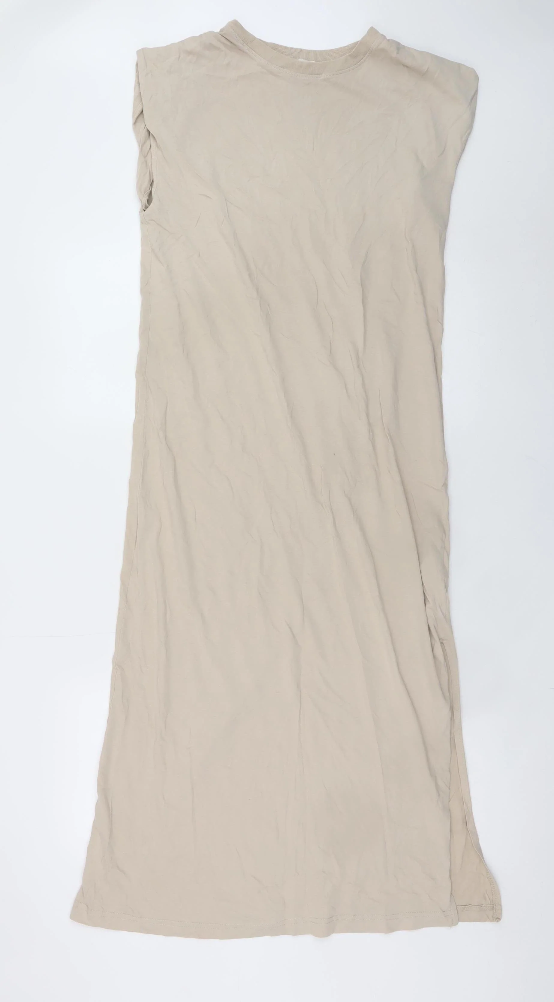 H&M Women Beige Size 8 Sleeveless Midi T-Shirt Dress