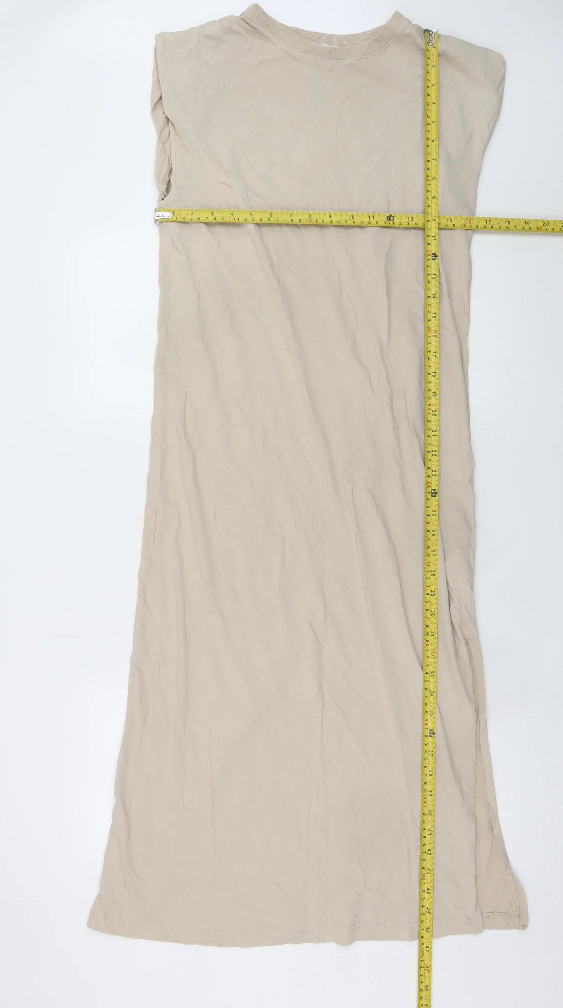 H&M Women Beige Size 8 Sleeveless Midi T-Shirt Dress - Image 2