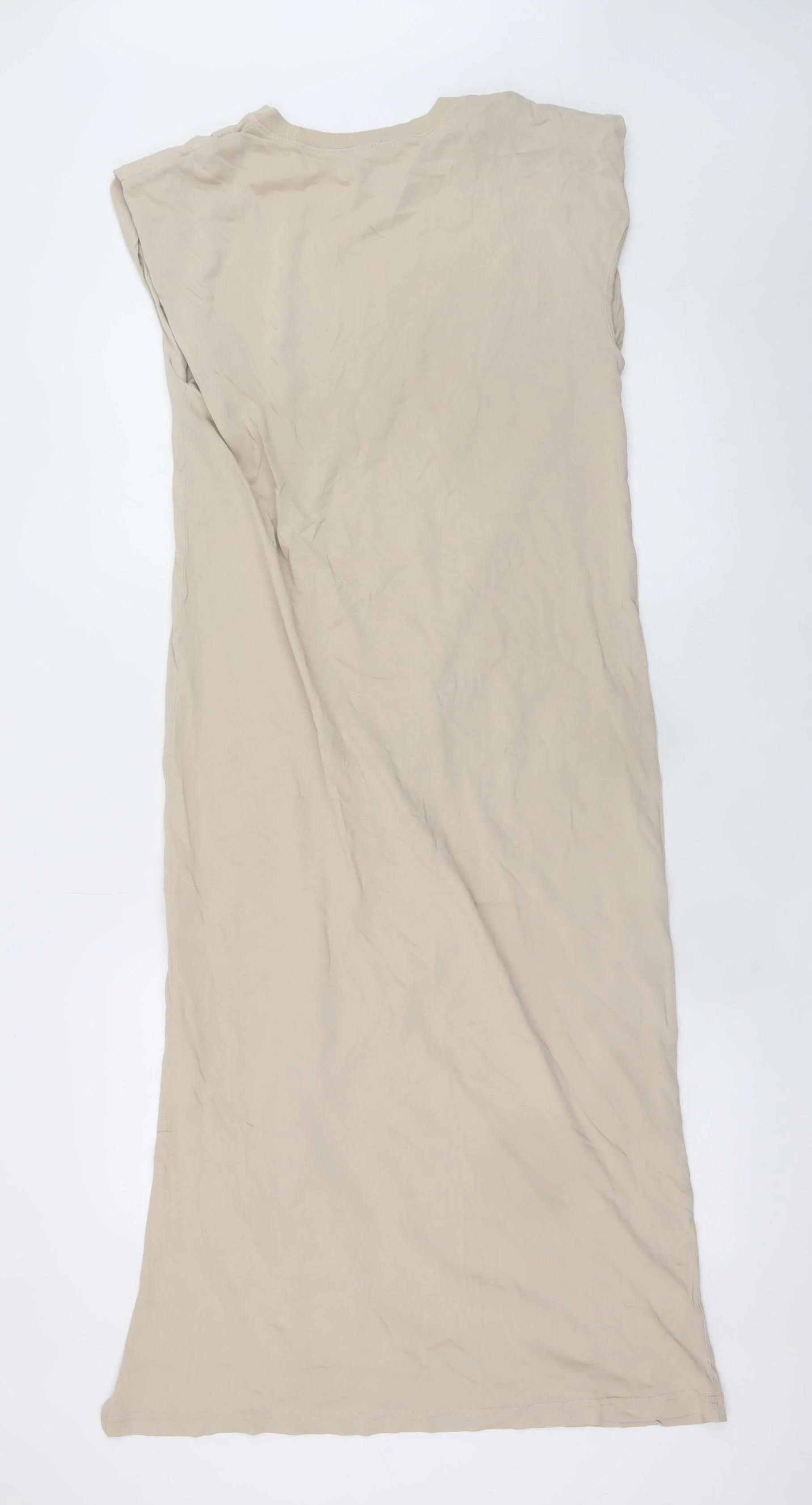 H&M Women Beige Size 8 Sleeveless Midi T-Shirt Dress - Image 3