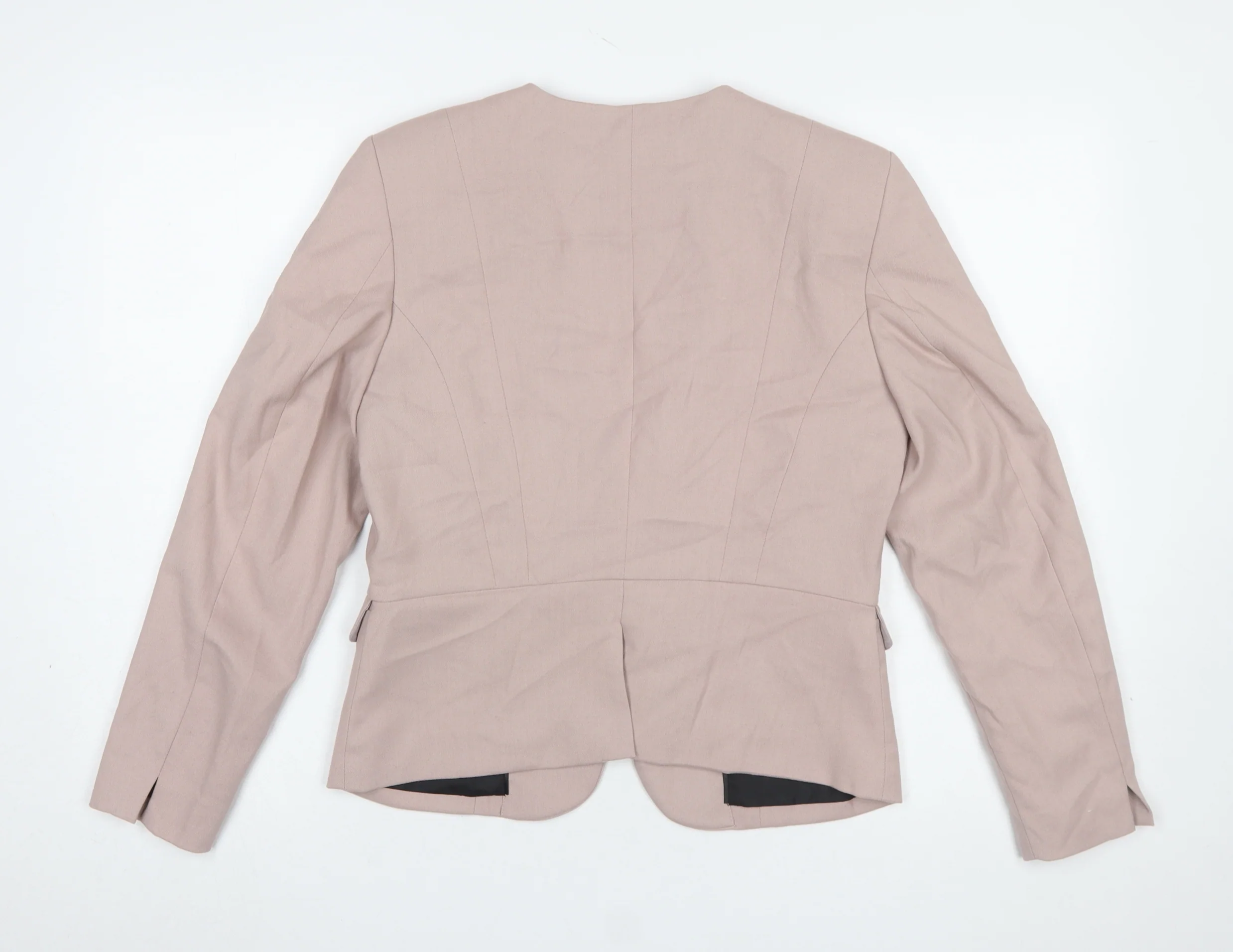 H&M Women Beige Tailored Suit Jacket Size 12 Regular Fit Blazer - Image 3