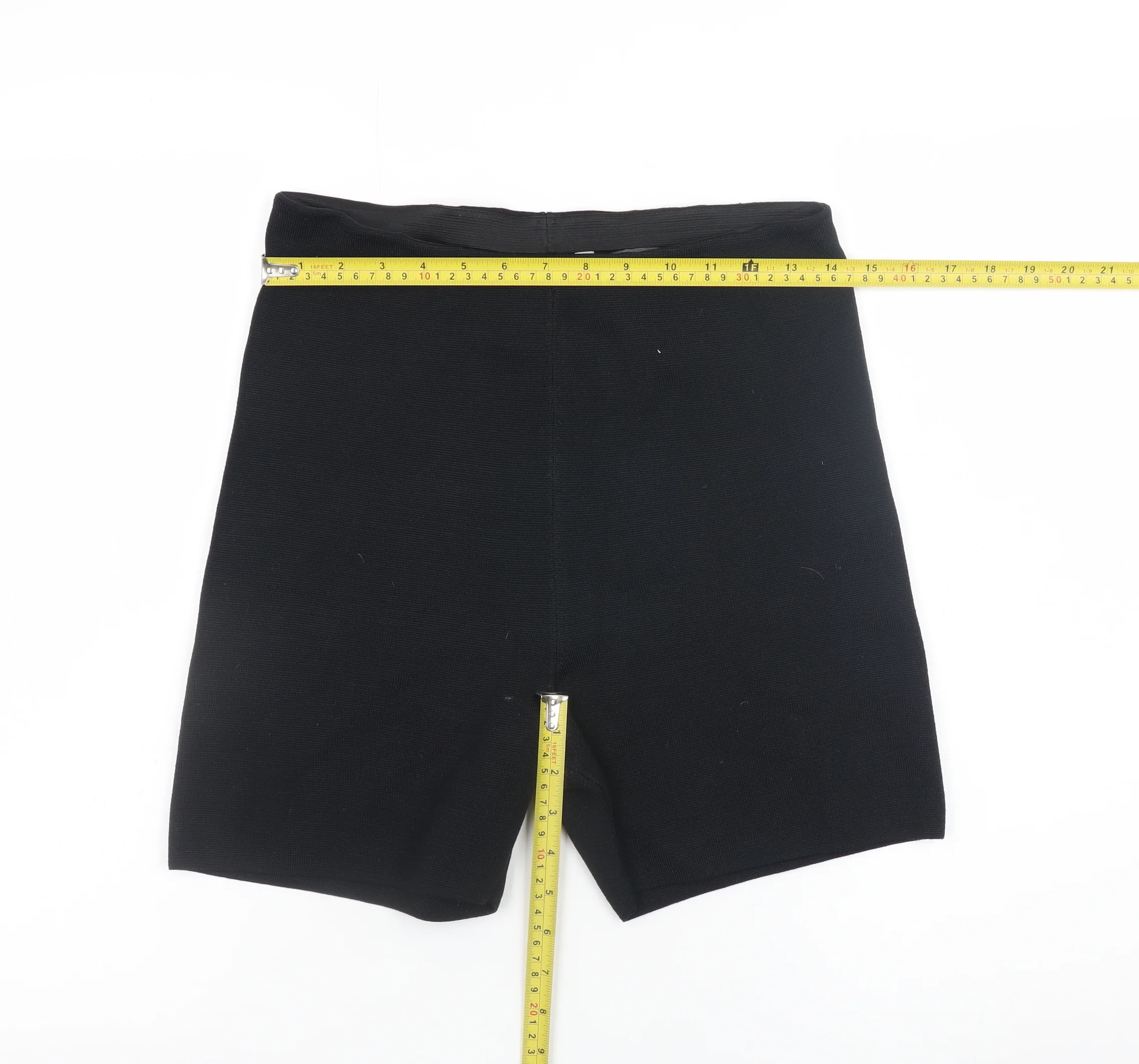 H&M Women Black Biker Activewear Shorts Size 12 Slim Fit - Image 2