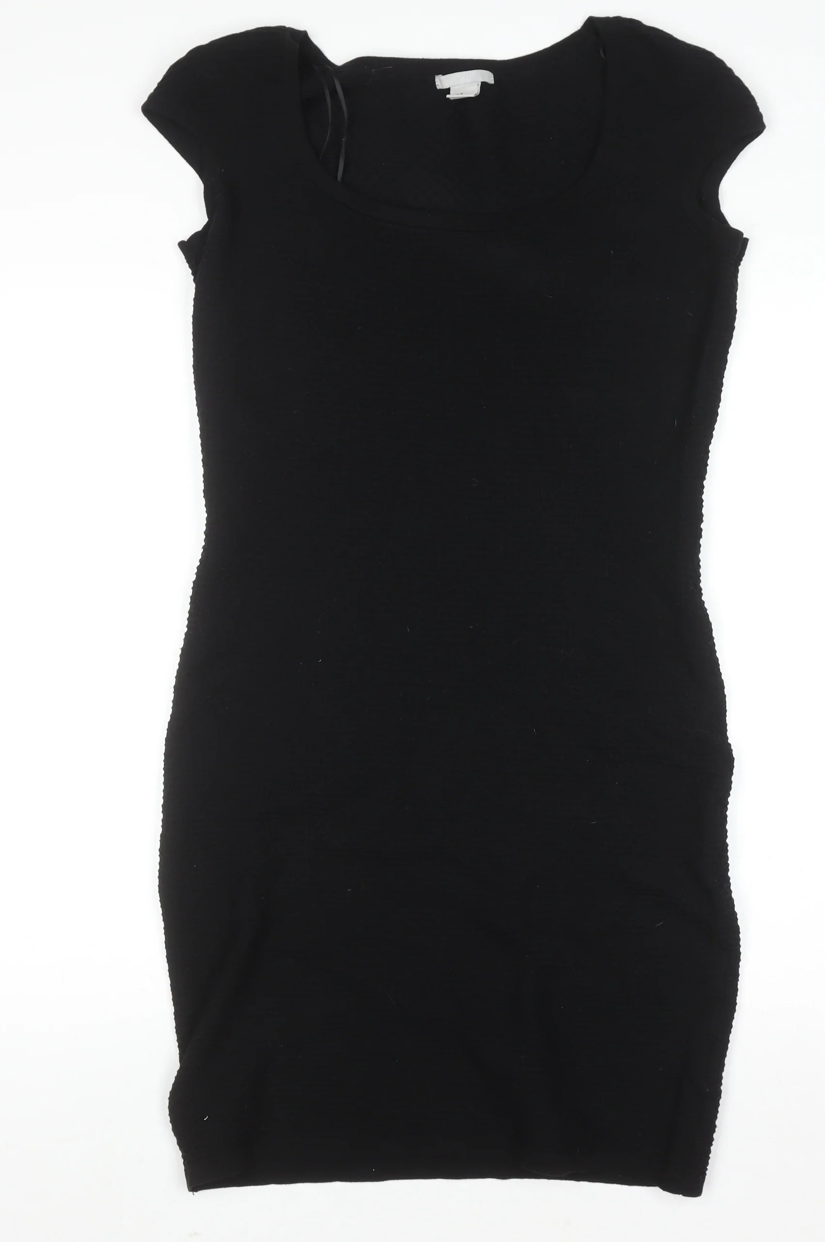 H&M Women Black Bodycon Knit Knee Length Dress Size M