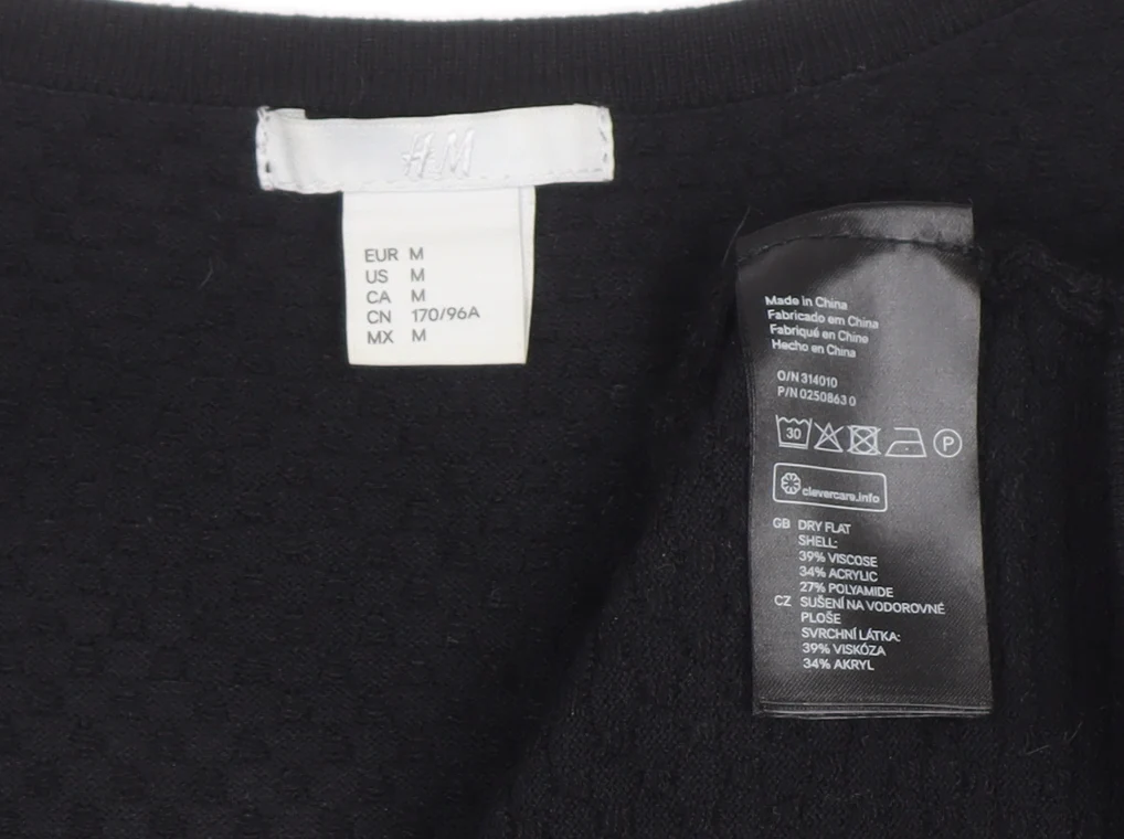 H&M Women Black Bodycon Knit Knee Length Dress Size M - Image 4