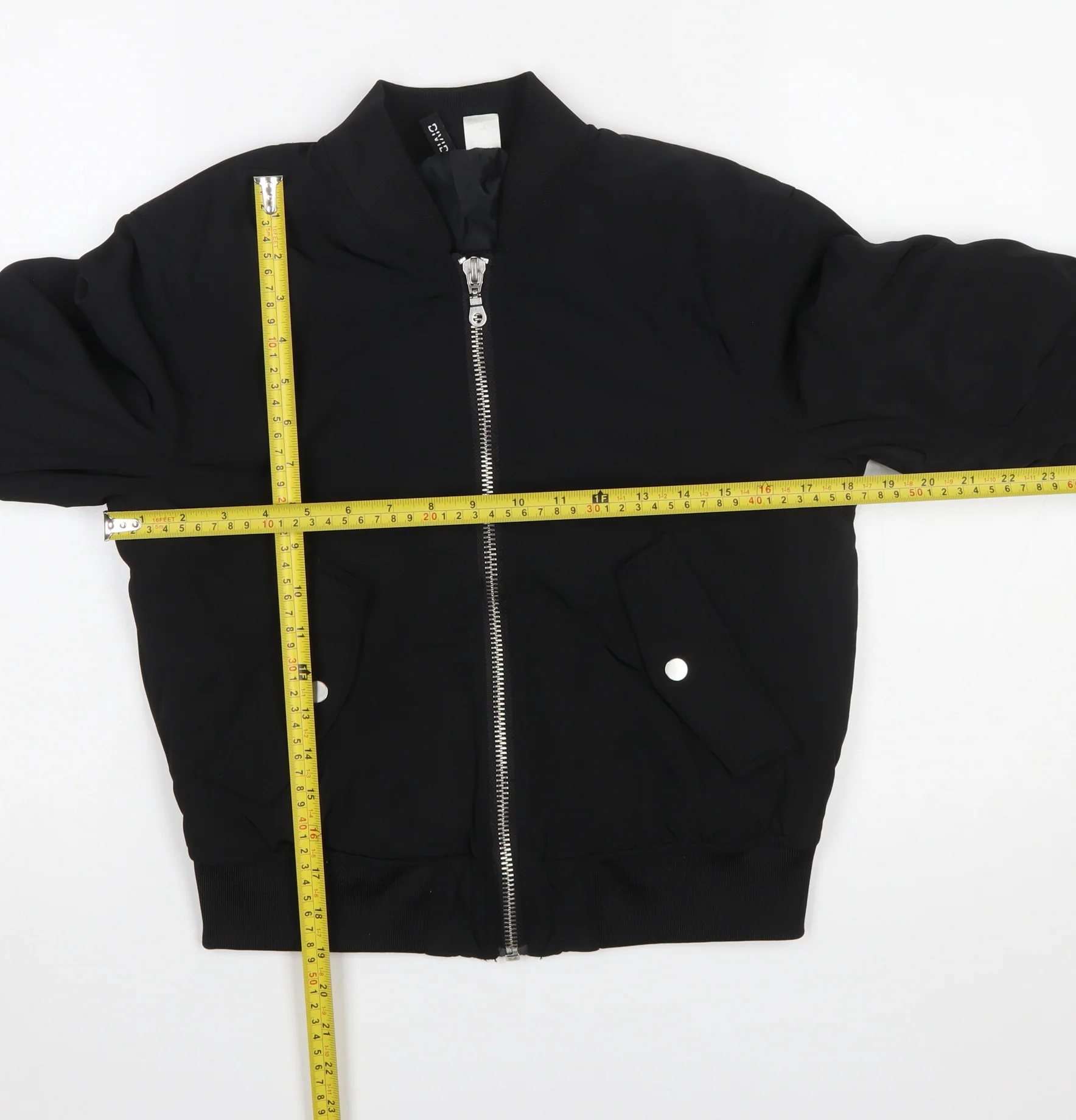 H&M Women Black Bomber Jacket Size 6 Polyester Lined Zip Short Casual - Image 2