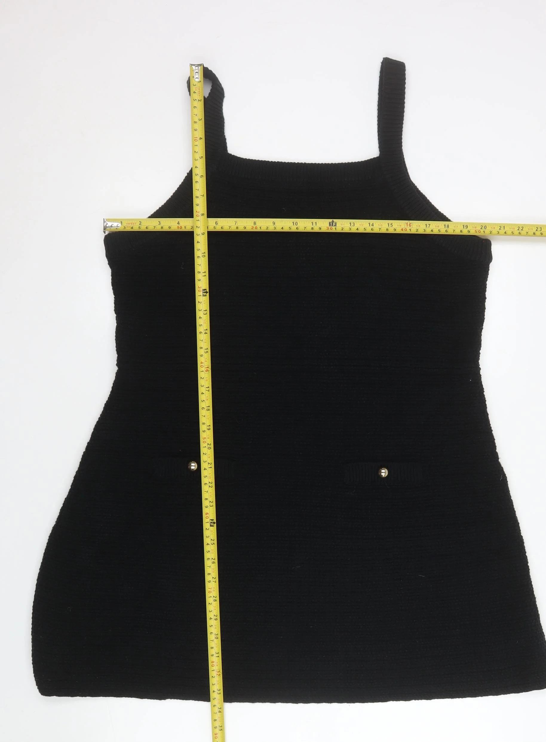 H&M Women Black Knit Pinafore Dress 3XL Cotton Blend Casual - Image 2