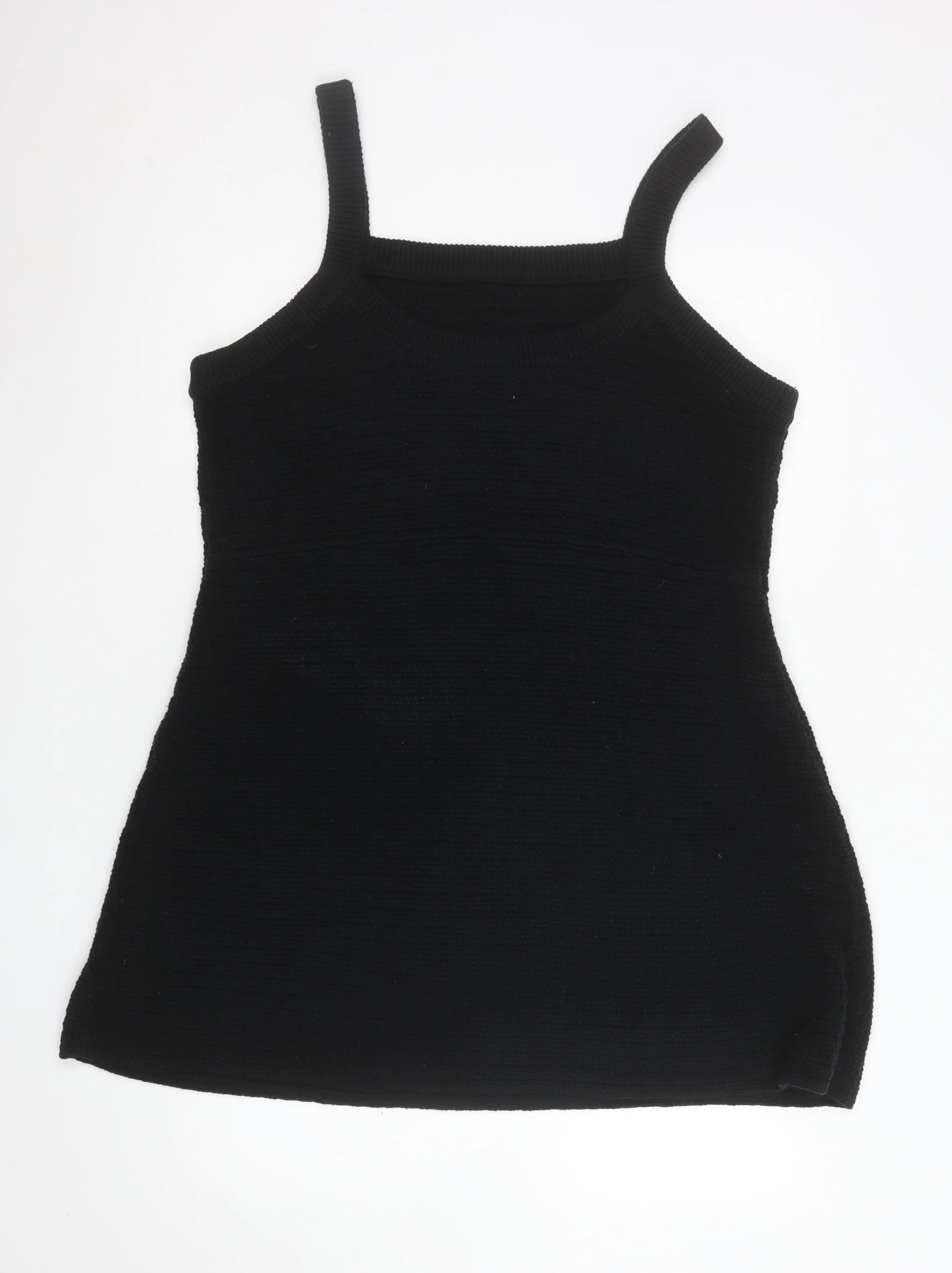 H&M Women Black Knit Pinafore Dress 3XL Cotton Blend Casual - Image 3