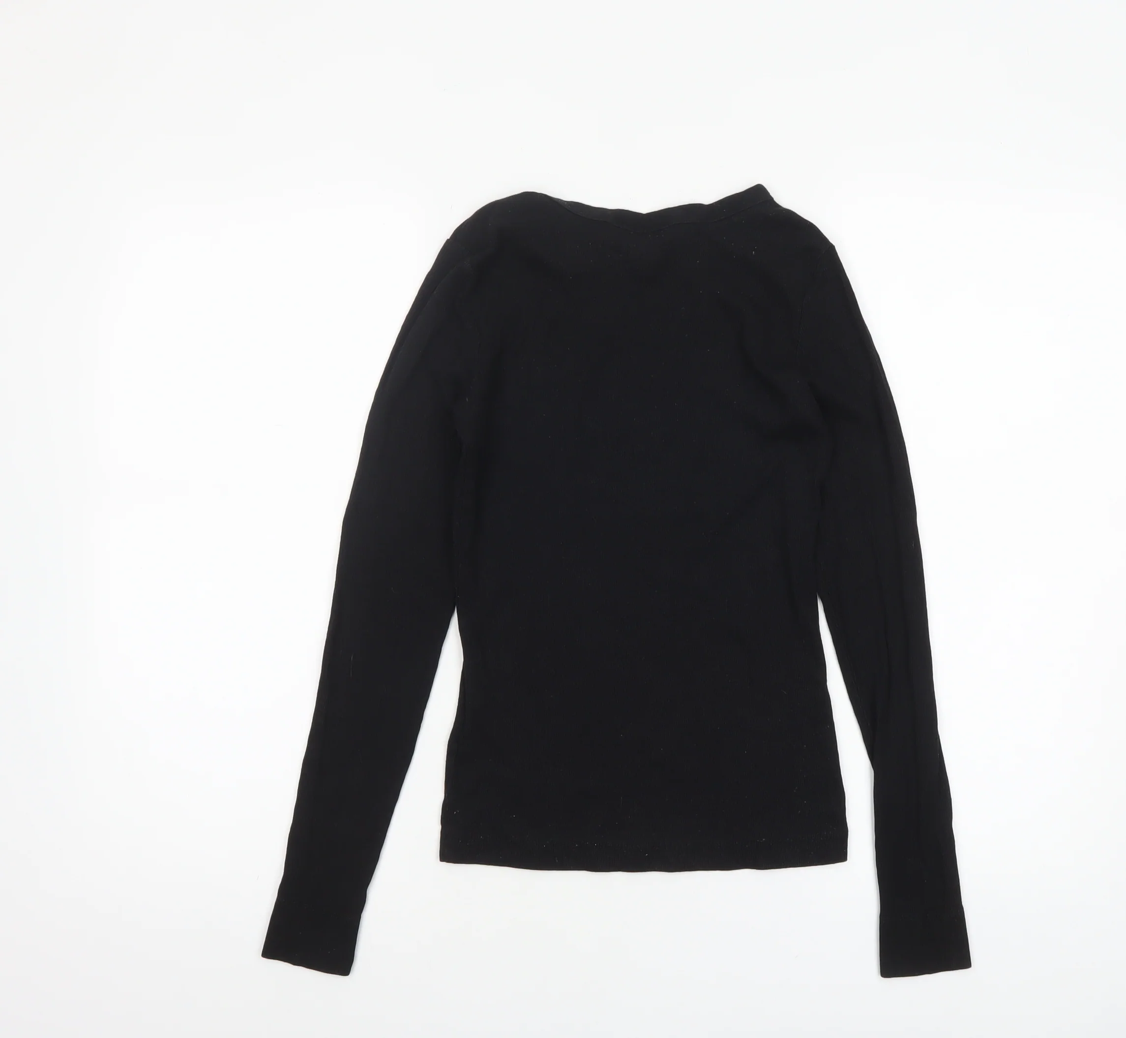 H&M Women Black Long Sleeve Basic Jersey Top Size S - Image 3