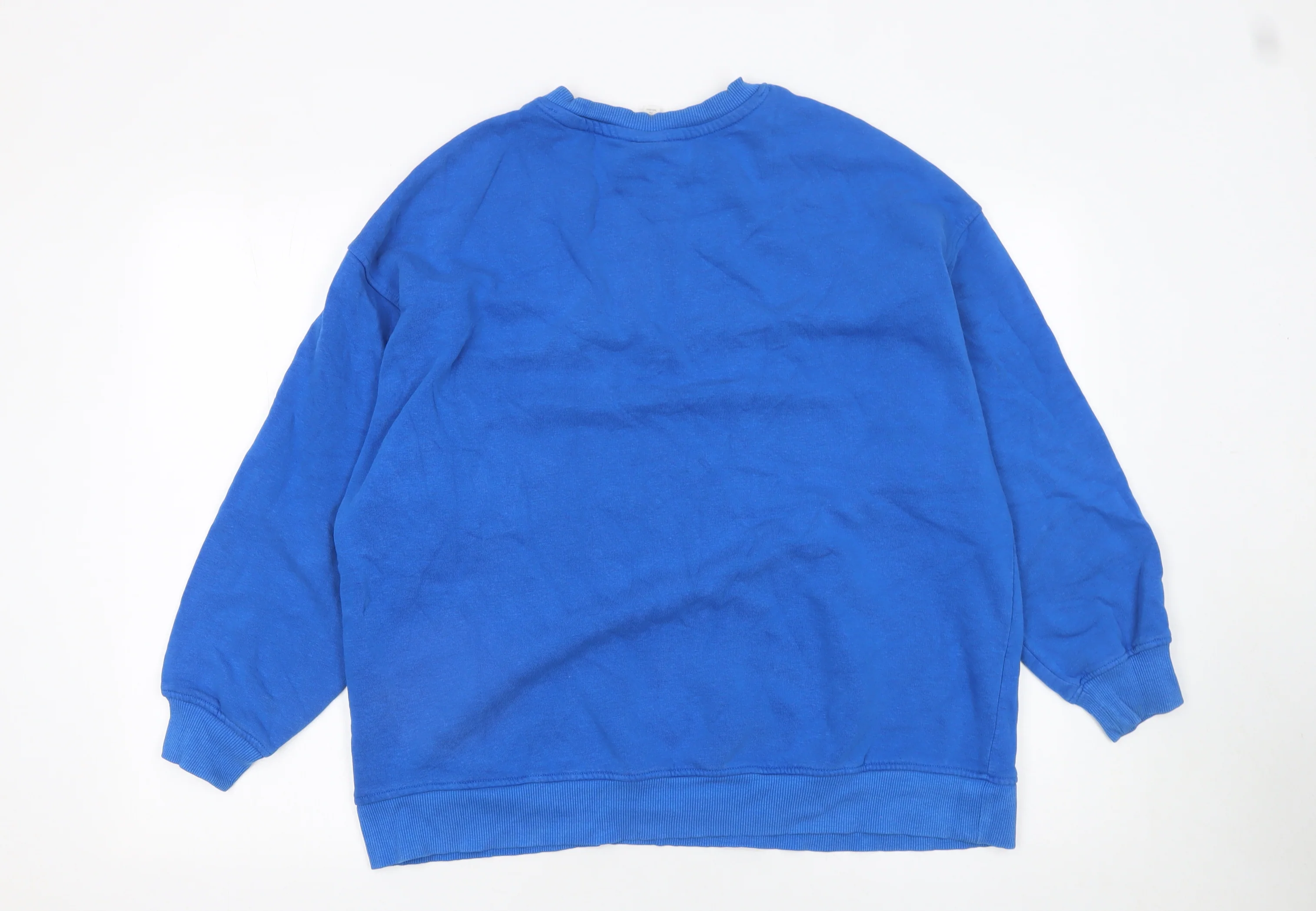 H&M Women Blue Cotton Crew Neck Pullover Sweatshirt XS - Image 3