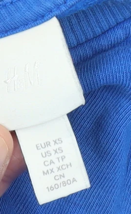 H&M Women Blue Cotton Crew Neck Pullover Sweatshirt XS - Image 4