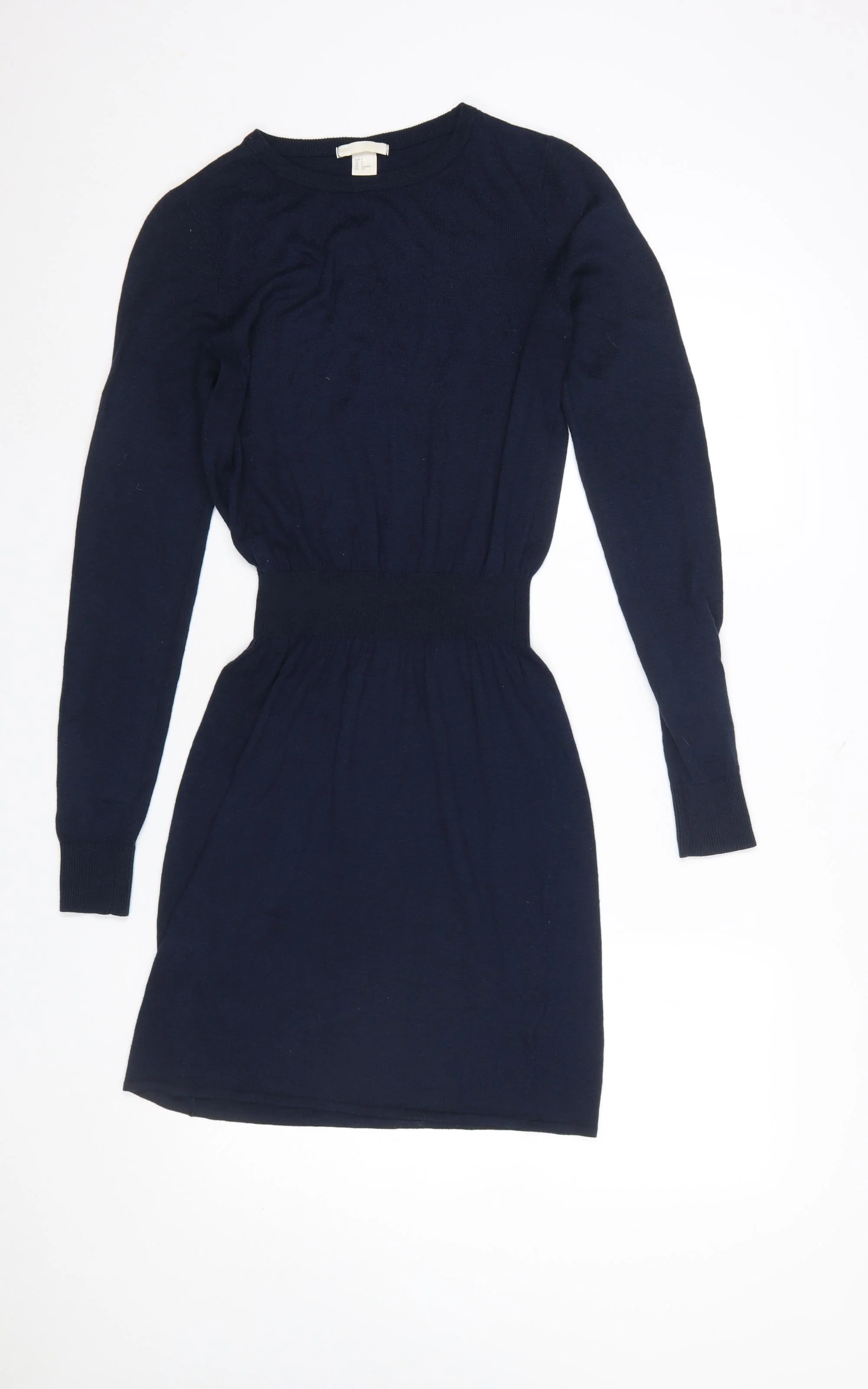 H&M Women Blue S Knit Jumper Dress Long Sleeve Crew Neck