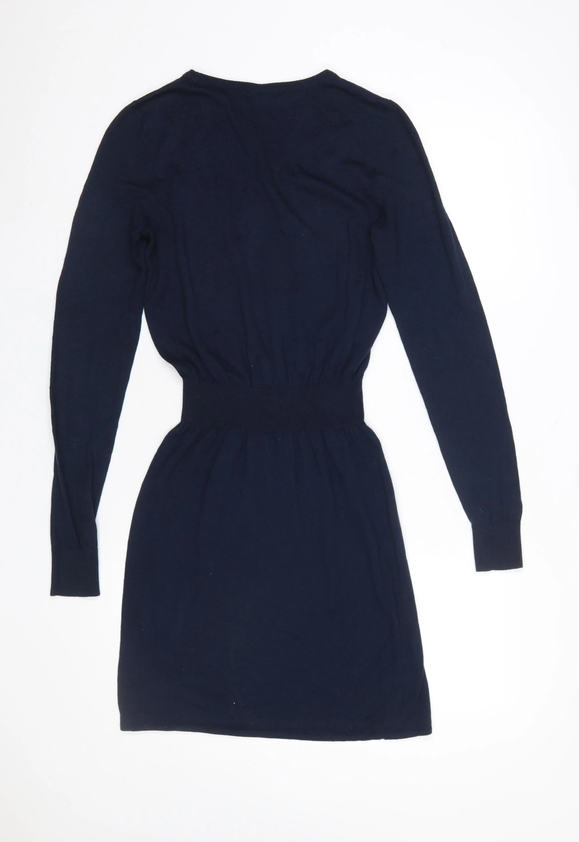 H&M Women Blue S Knit Jumper Dress Long Sleeve Crew Neck - Image 3