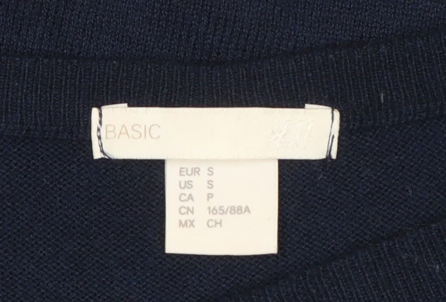 H&M Women Blue S Knit Jumper Dress Long Sleeve Crew Neck - Image 4