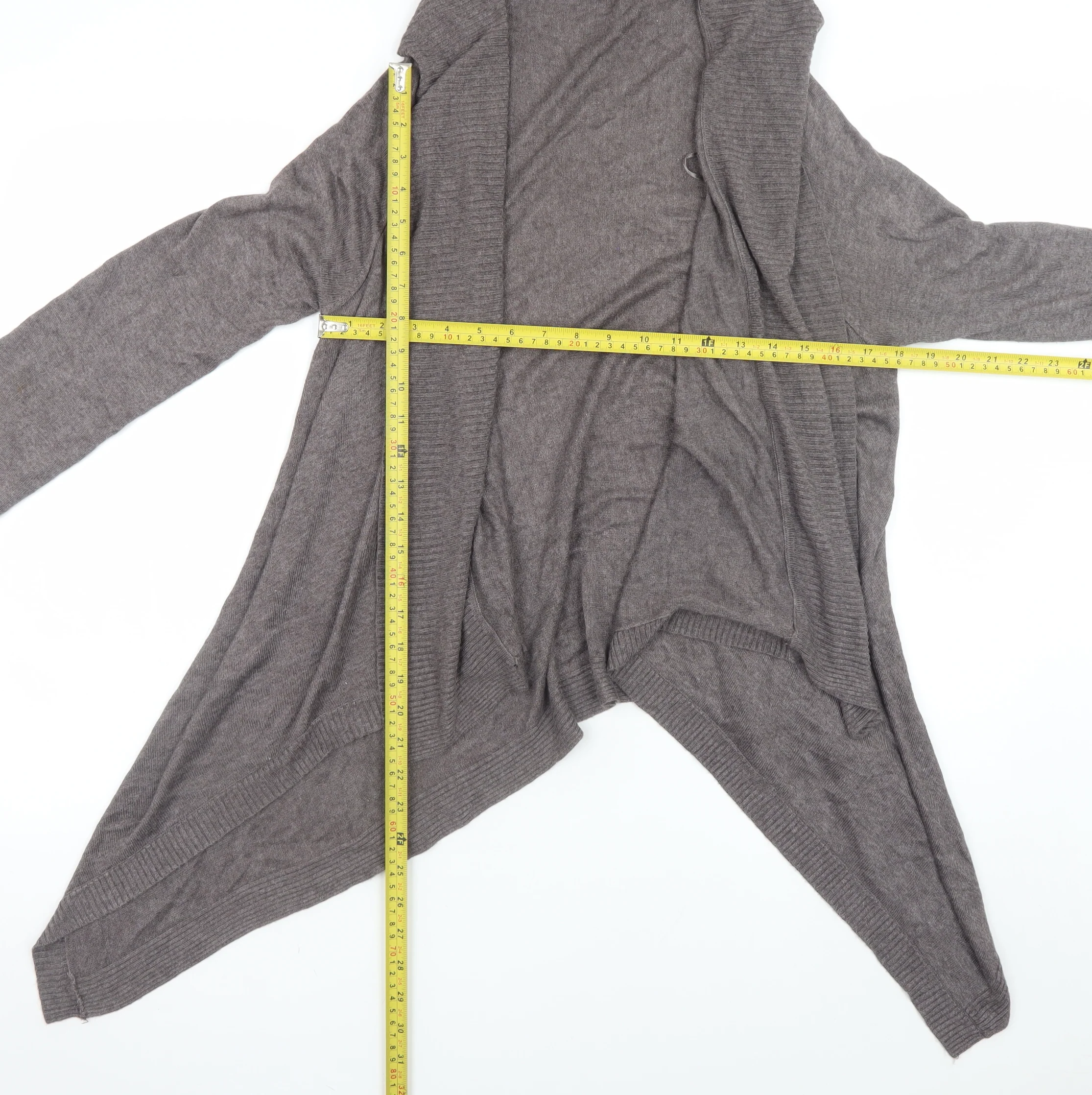 H&M Women Brown Viscose Knit Long Sleeve Open Cardigan Size 12 - Image 2