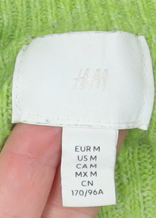 H&M Women Green Mock Neck Ribbed Knit Jumper Size 12 - Image 4
