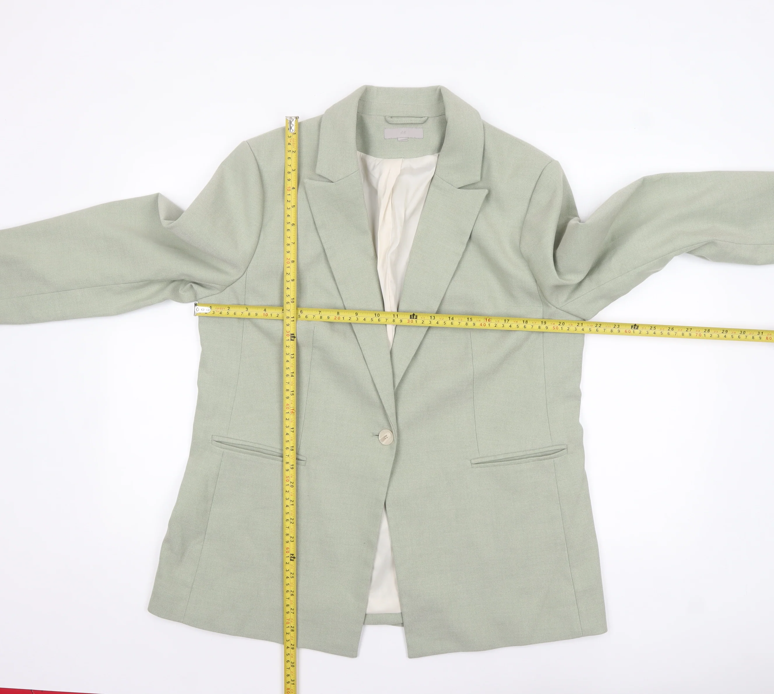 H&M Women Green One Button Tailored Blazer Size 16 - Image 2