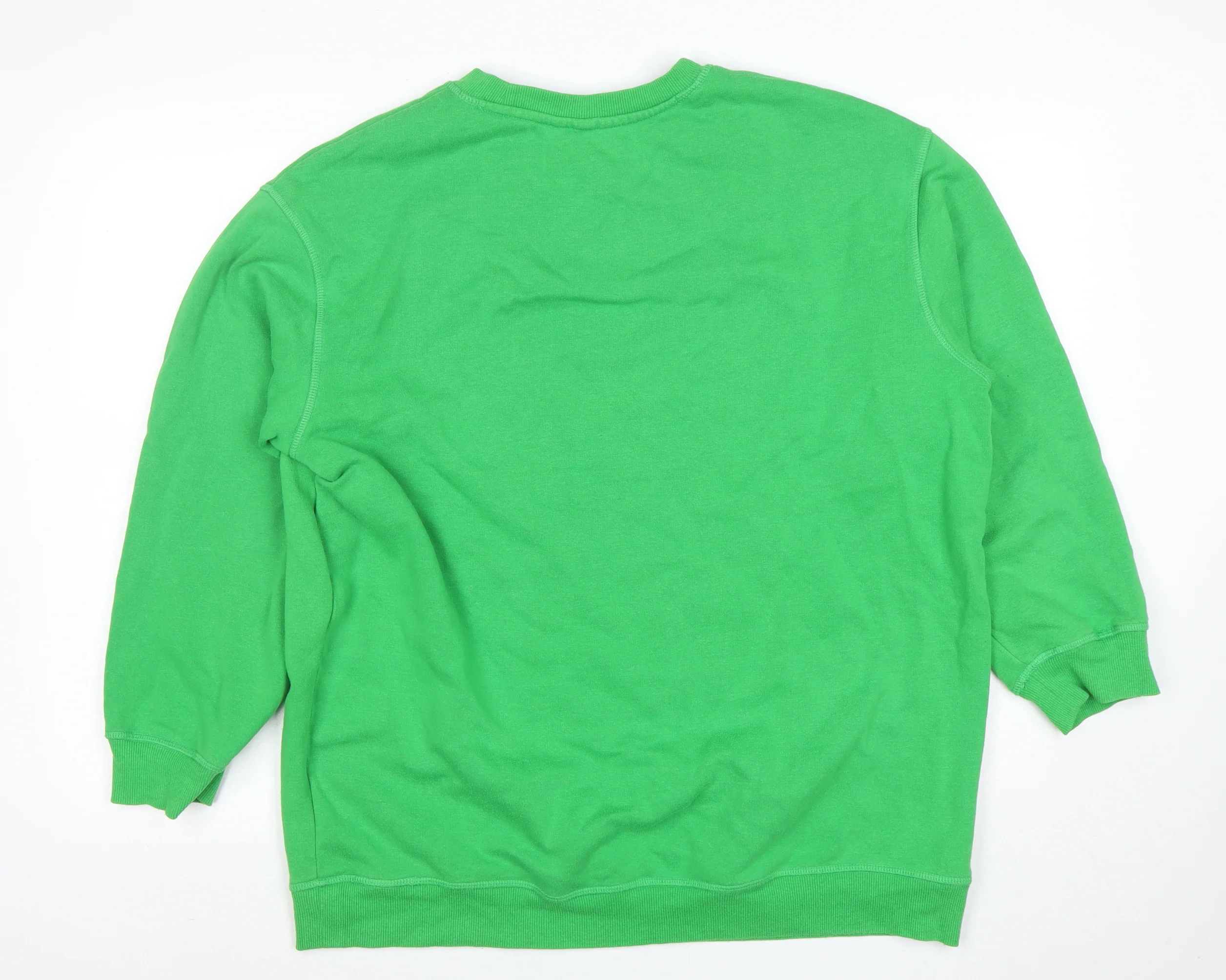 H&M Women Green Pullover Sweatshirt Size 12 Cotton Blend - Image 3