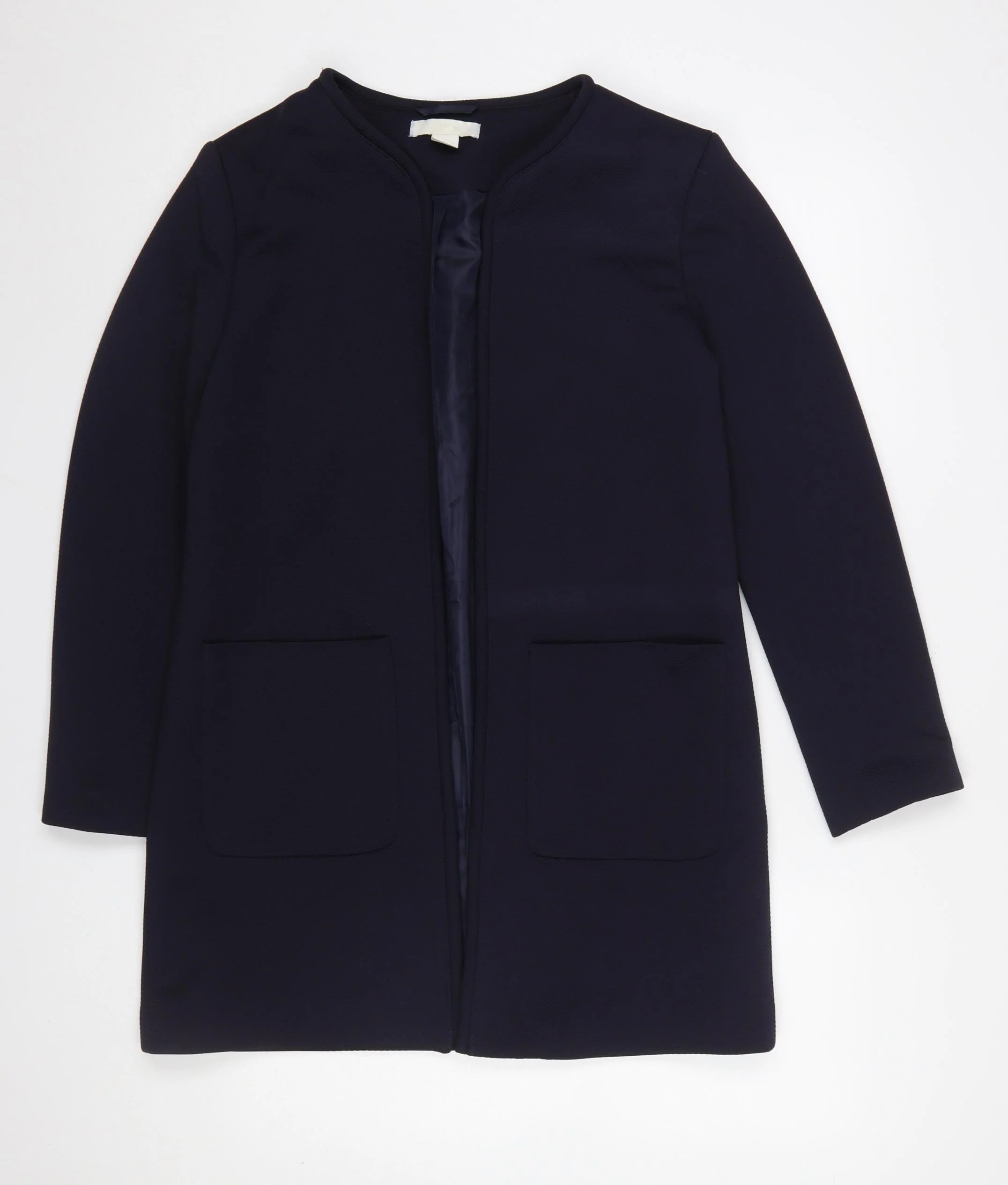 H&M Women Navy Blue Regular Fit Long Sleeve Jacket UK 10