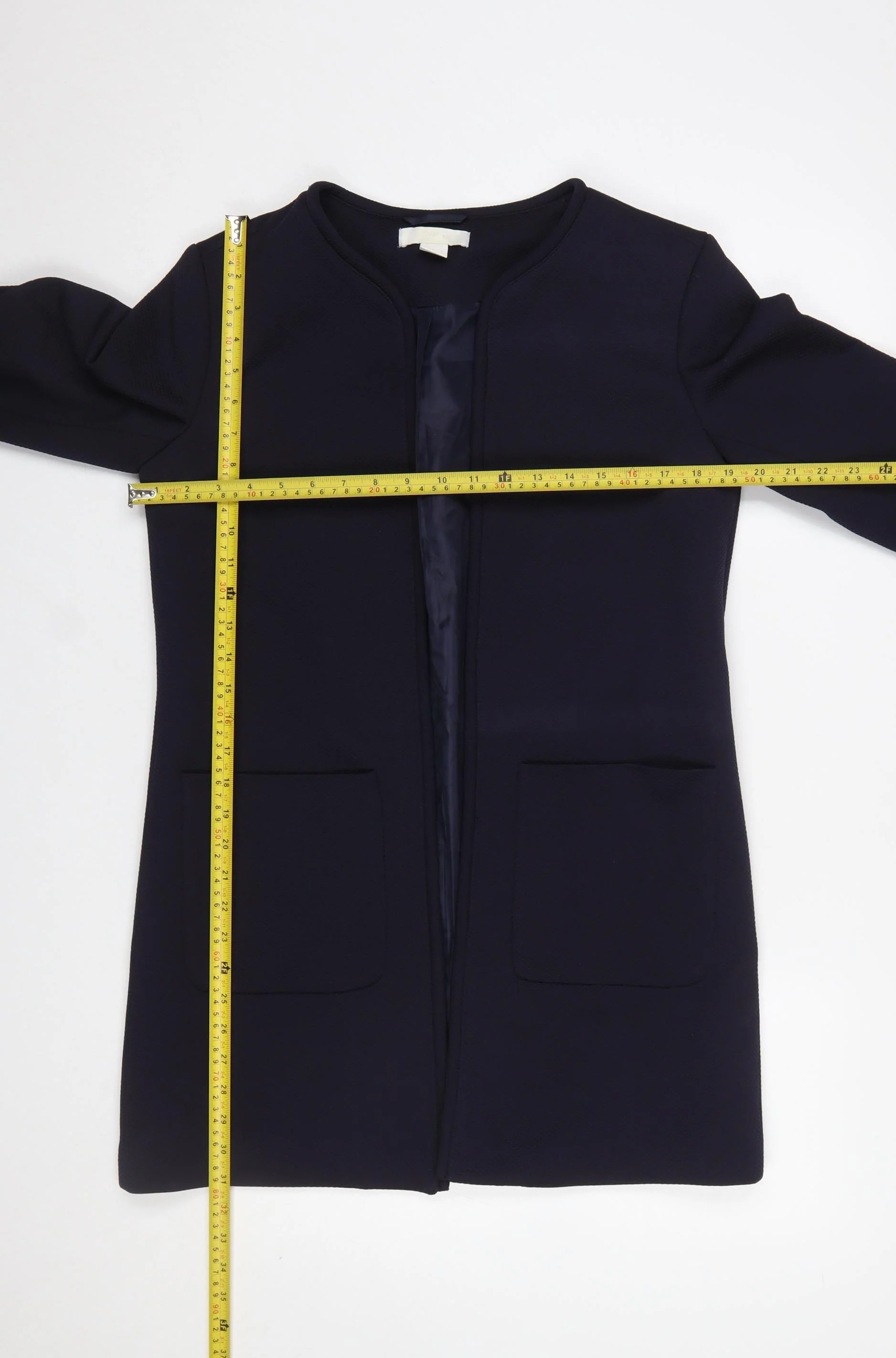 H&M Women Navy Blue Regular Fit Long Sleeve Jacket UK 10 - Image 2