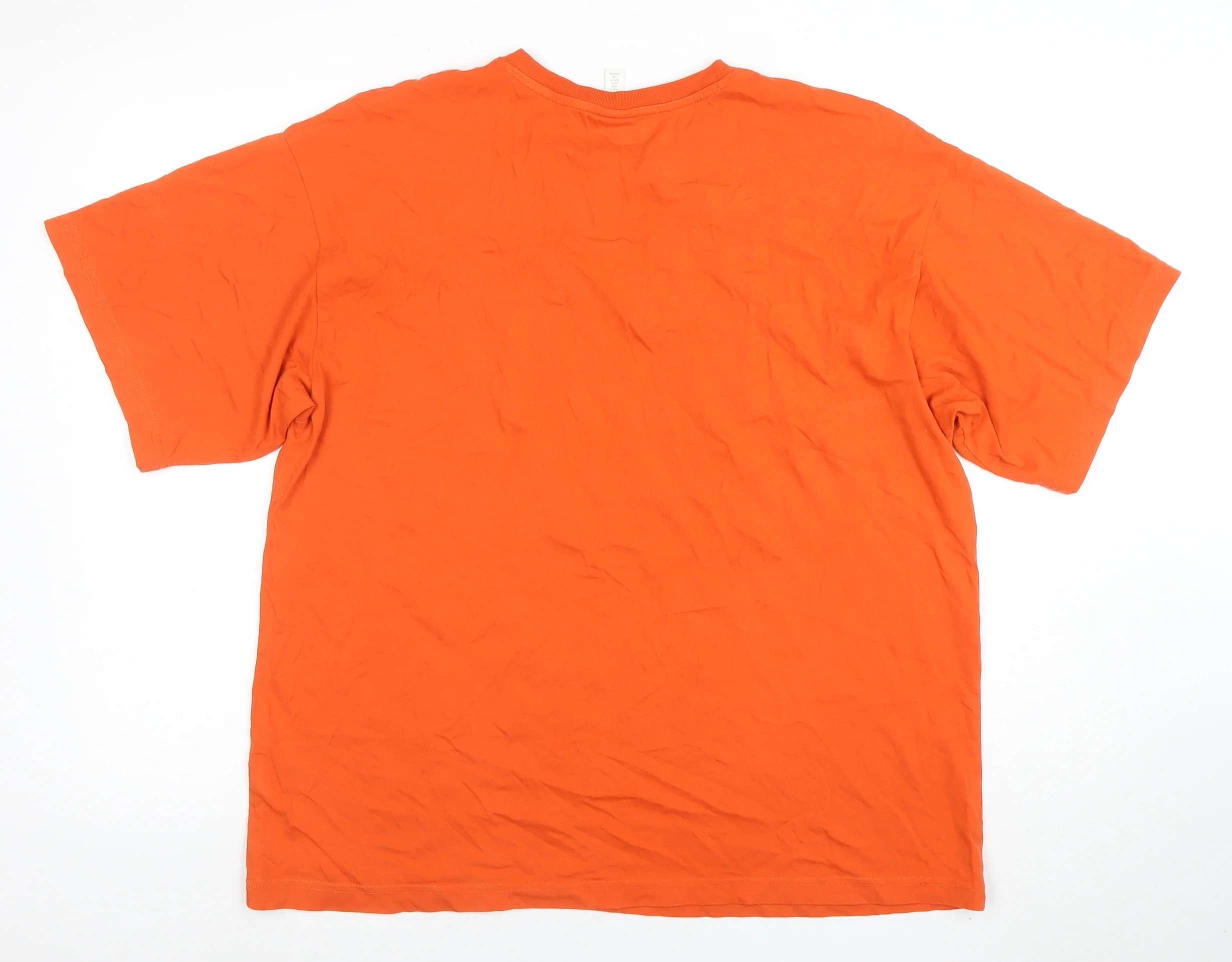 H&M Women Orange Crew Neck Short Sleeve Graphic T-Shirt Size S - Image 3