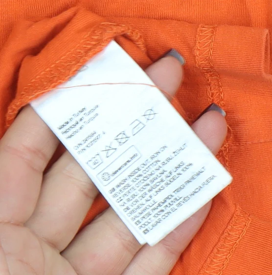 H&M Women Orange Crew Neck Short Sleeve Graphic T-Shirt Size S - Image 5