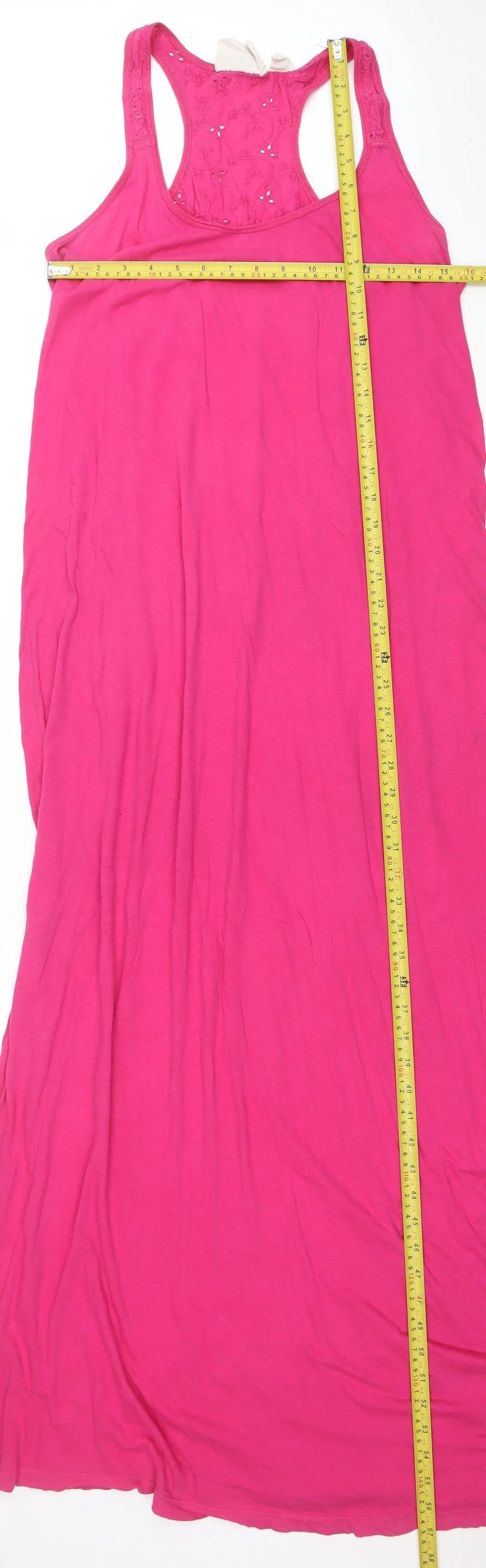 H&M Women Pink Long Tank Dress L Jersey Summer Casual - Image 2