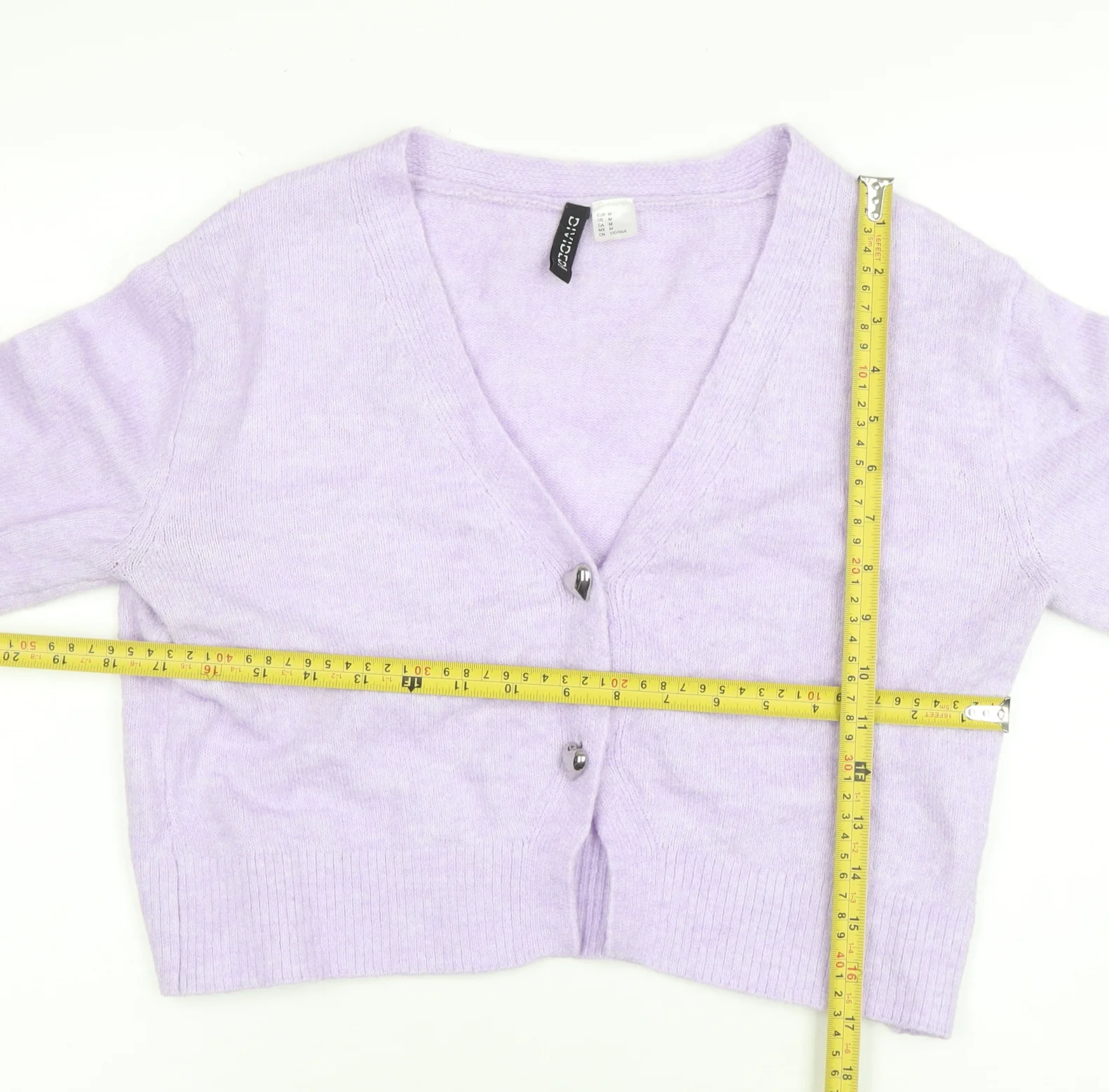 H&M Women Purple V-Neck Button Cardigan Size 12 Acrylic Knit - Image 2