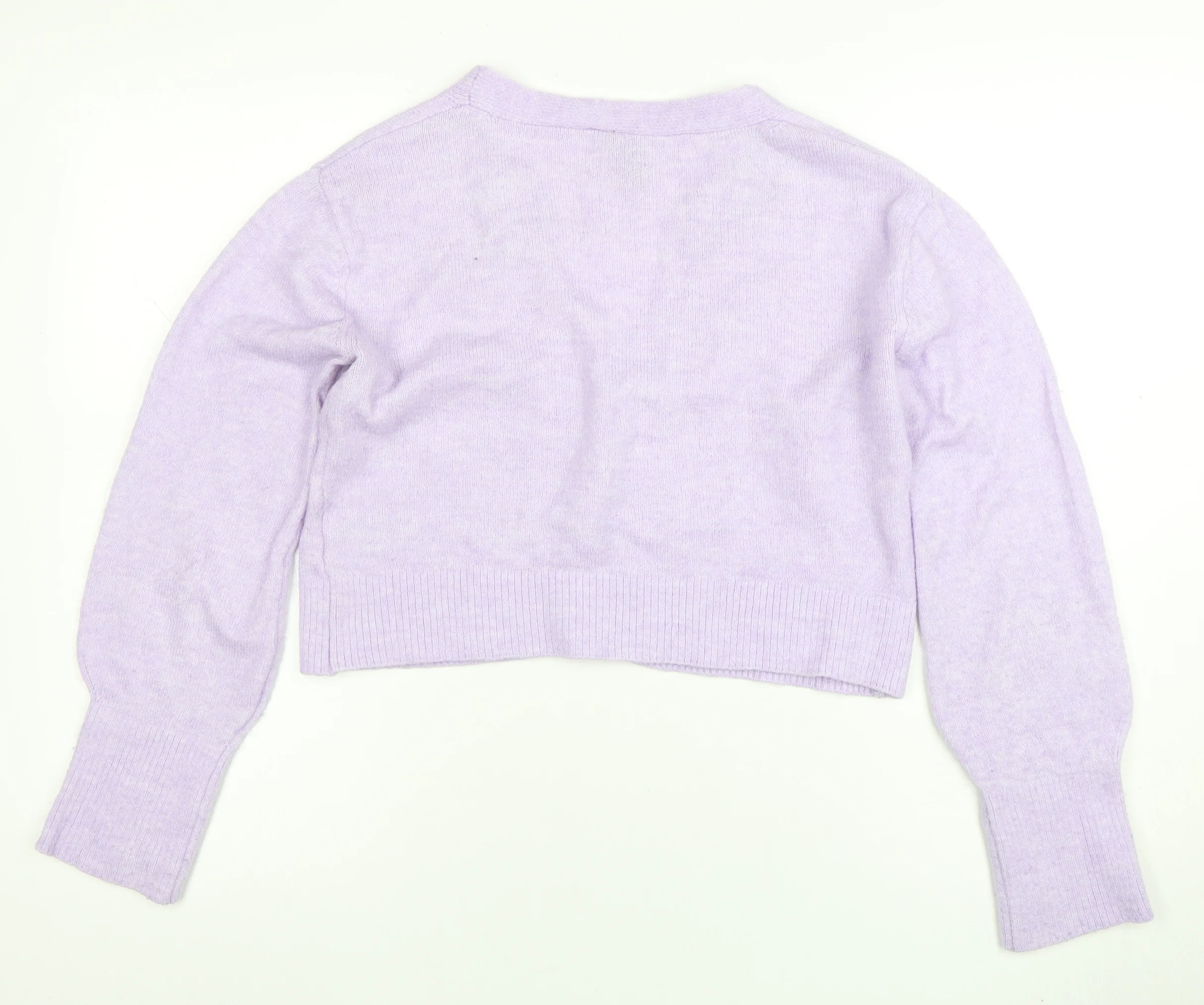 H&M Women Purple V-Neck Button Cardigan Size 12 Acrylic Knit - Image 3