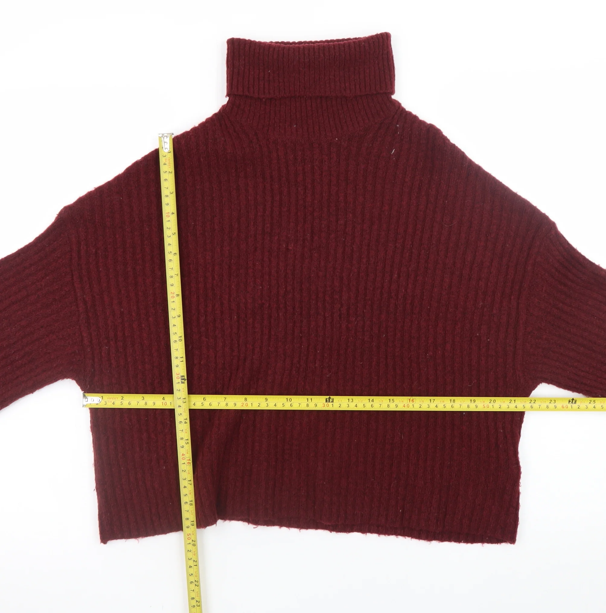 H&M Women Red Roll Neck Ribbed Knit Pullover Jumper Size L - Image 2