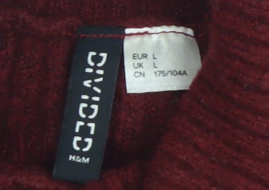 H&M Women Red Roll Neck Ribbed Knit Pullover Jumper Size L - Image 4