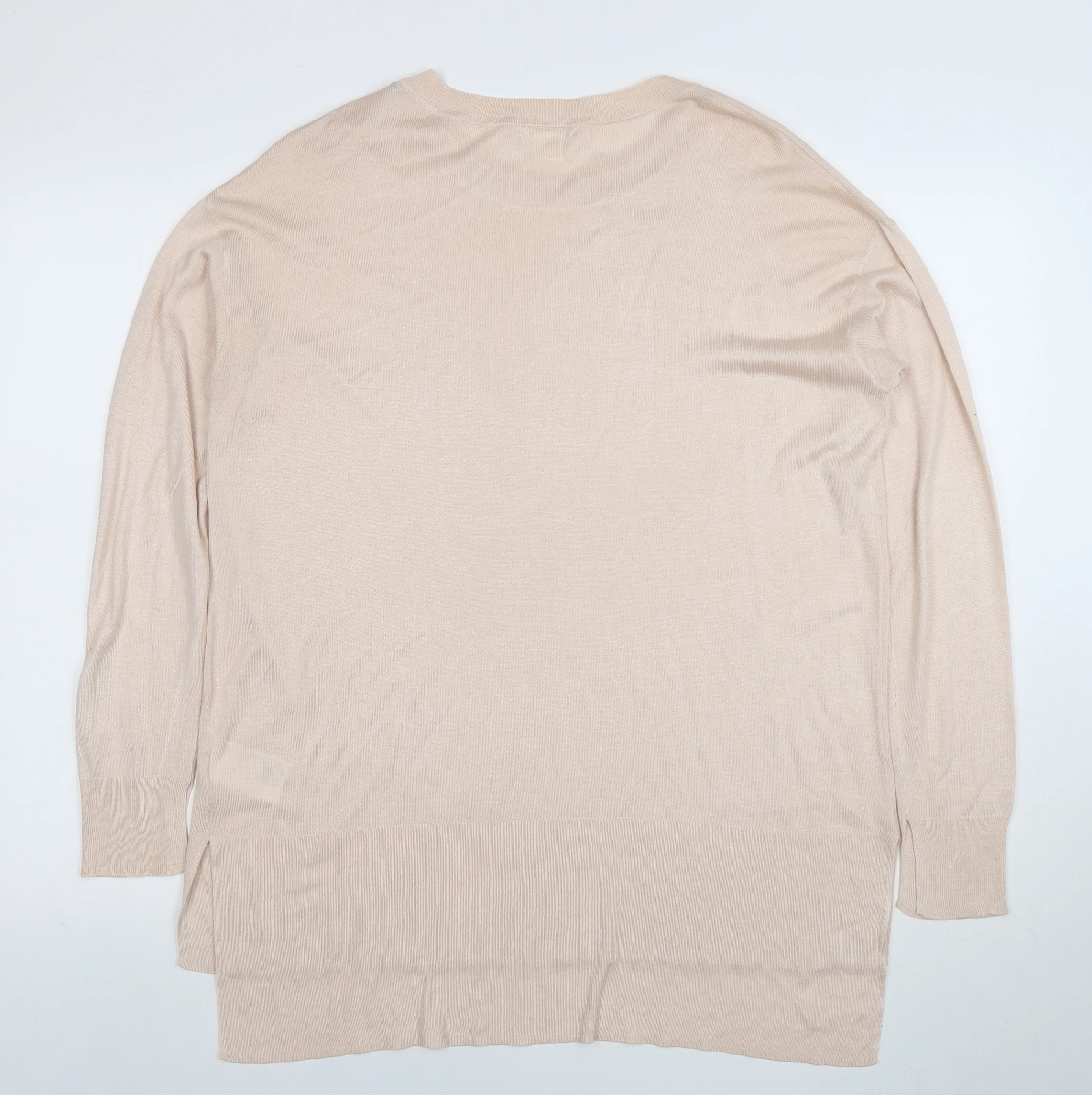 H&M Women’s Beige Knit Long Sleeve Tunic Jumper Size M - Image 3