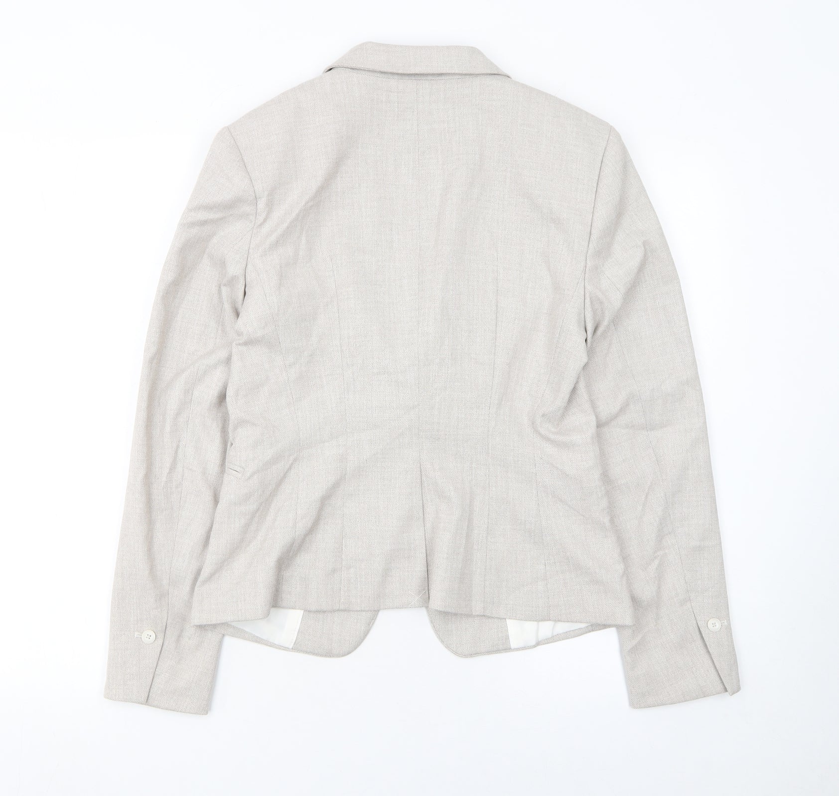 H&M Women’s Beige Tailored Blazer UK 10 Single-Breasted Lined - Image 3