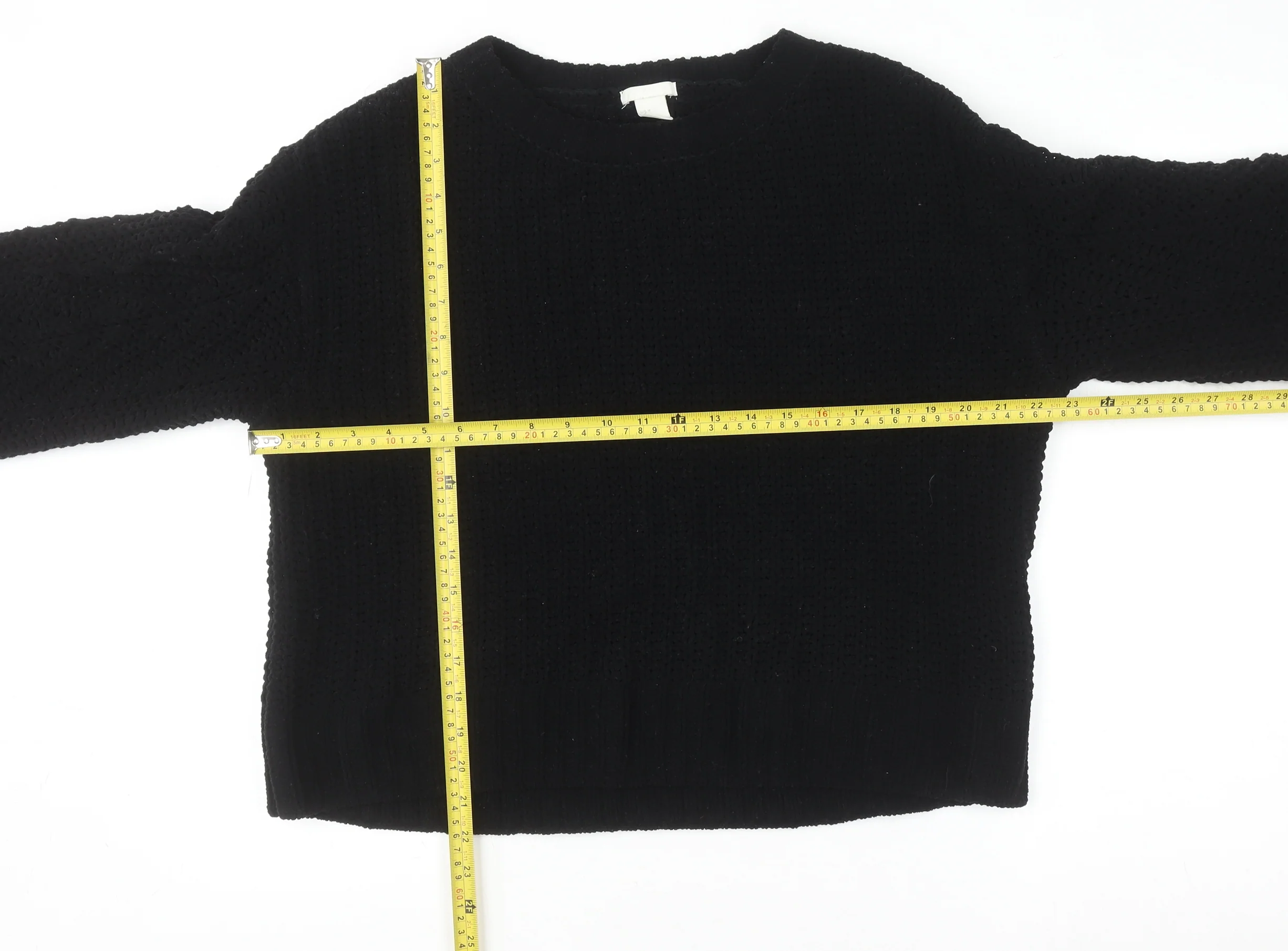 H&M Women’s Black Chunky Knit Crew Neck Long Sleeve Jumper Size 12 - Image 2