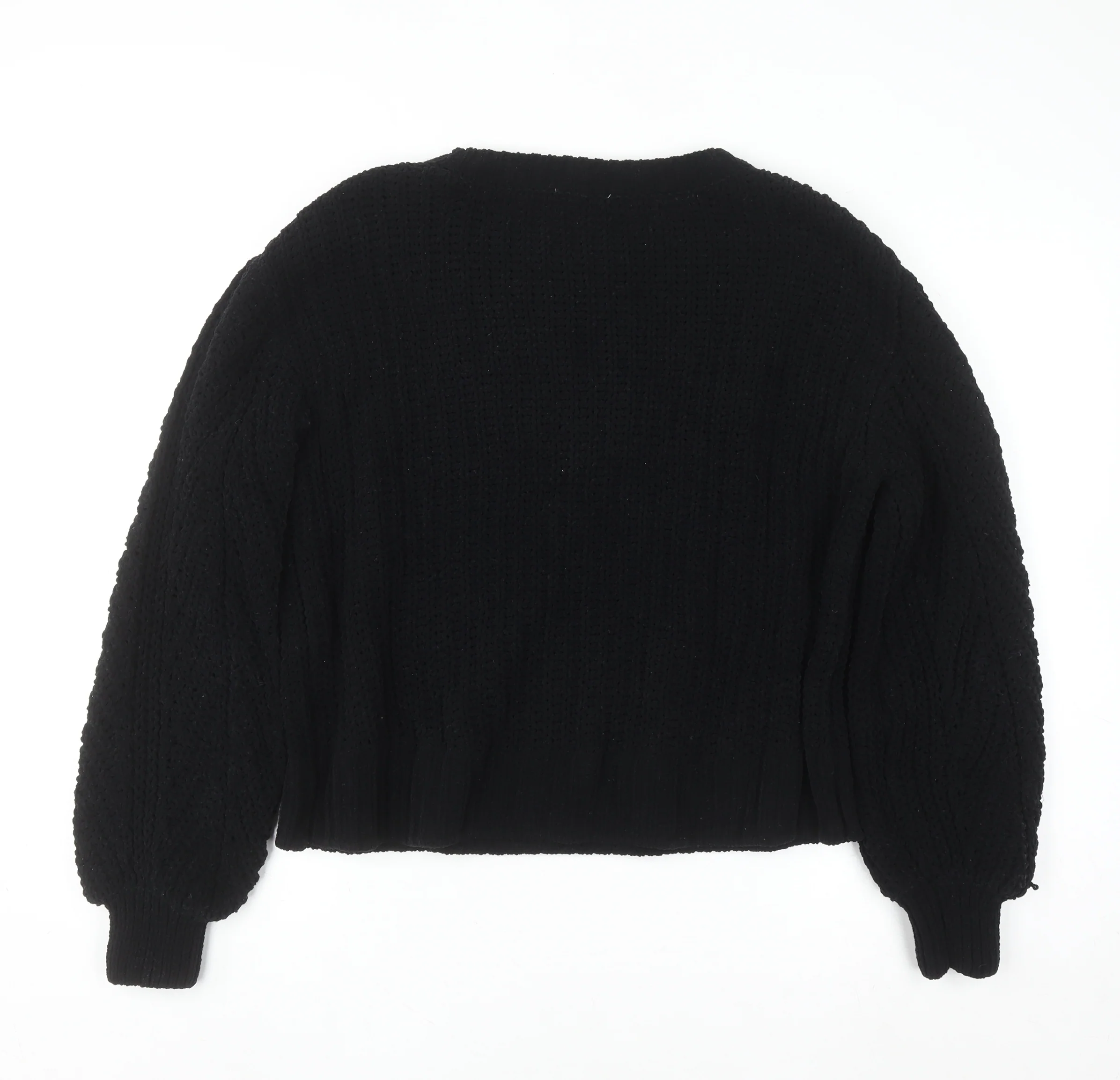 H&M Women’s Black Chunky Knit Crew Neck Long Sleeve Jumper Size 12 - Image 3
