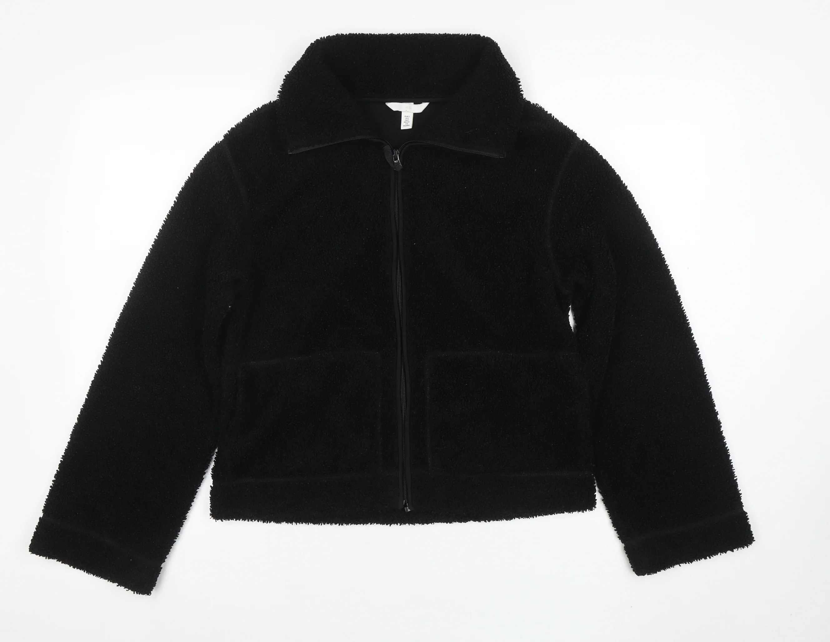 H&M Women’s Black Fleece Zip Jacket Size S Regular Fit
