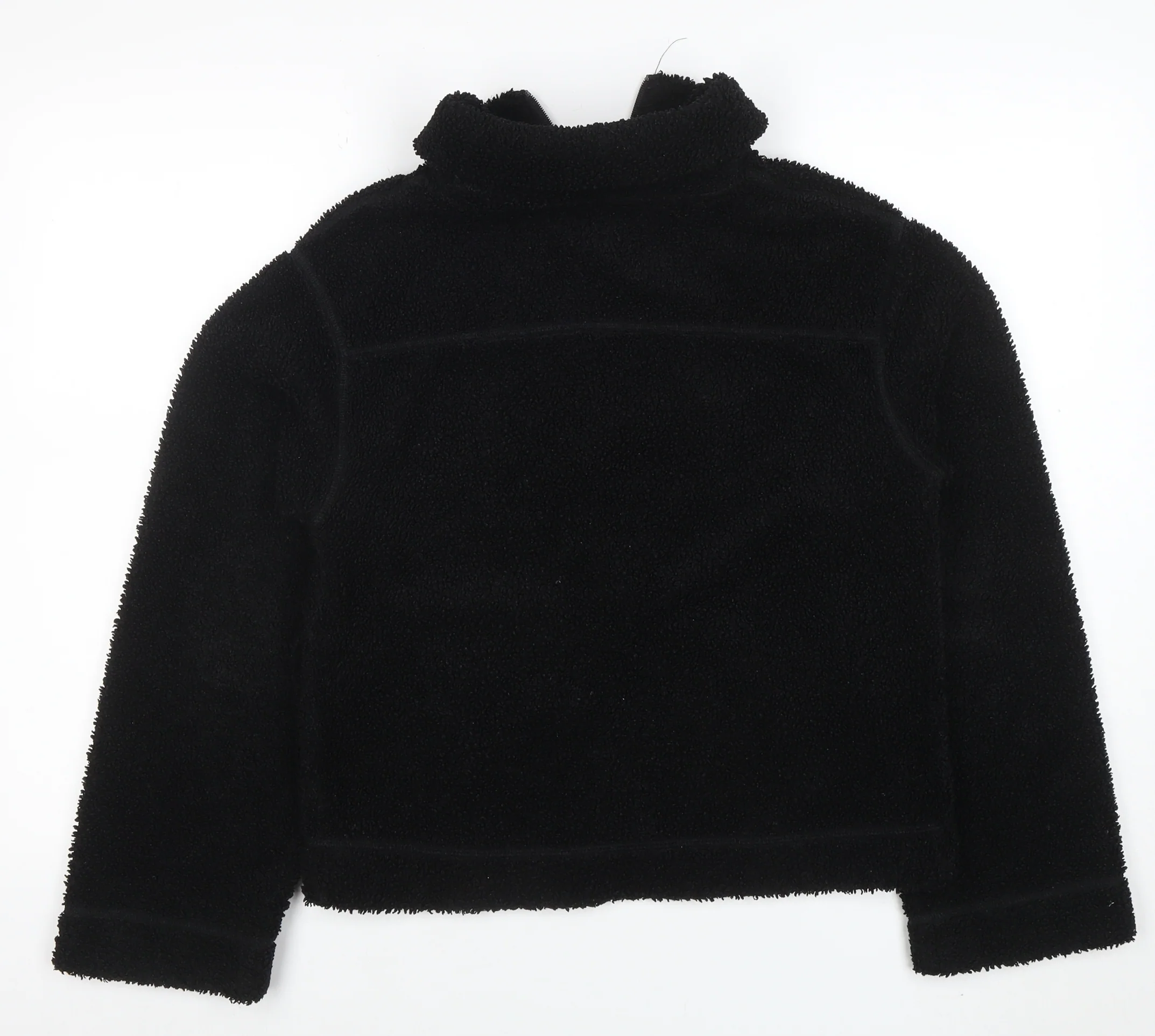 H&M Women’s Black Fleece Zip Jacket Size S Regular Fit - Image 3