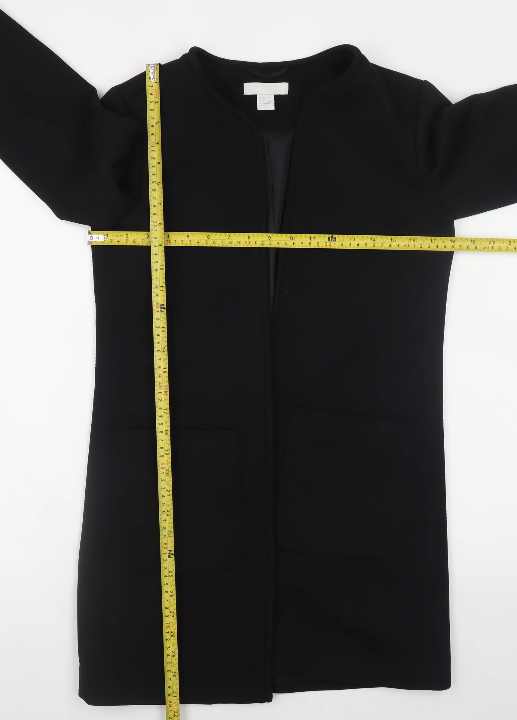 H&M Women’s Black Mid-Length Regular Fit Coat Size 8 - Image 2