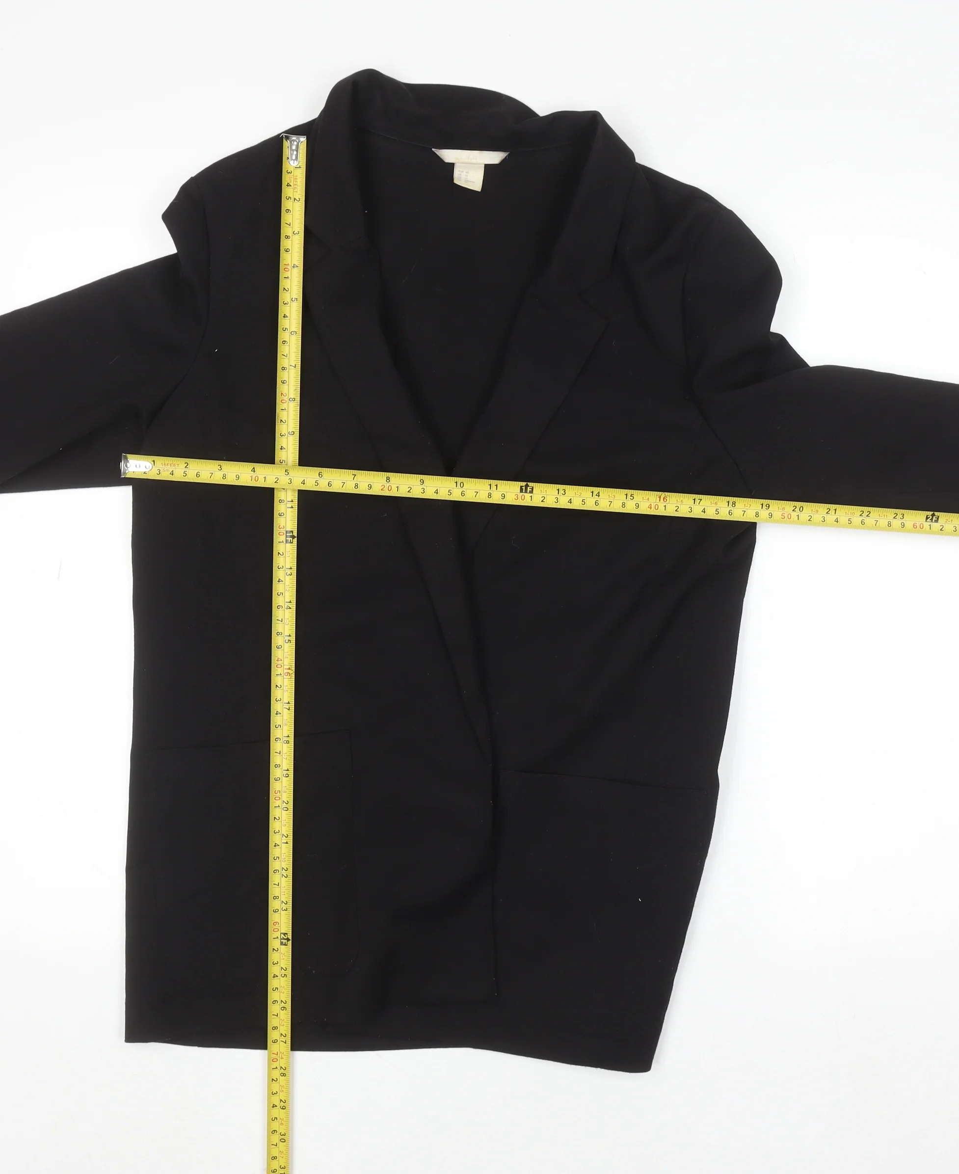 H&M Women’s Black Regular Fit Mid-Length Blazer Size 12 - Image 2