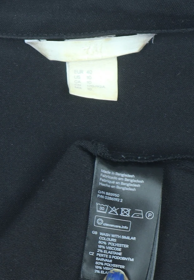 H&M Women’s Black Regular Fit Mid-Length Blazer Size 12 - Image 4