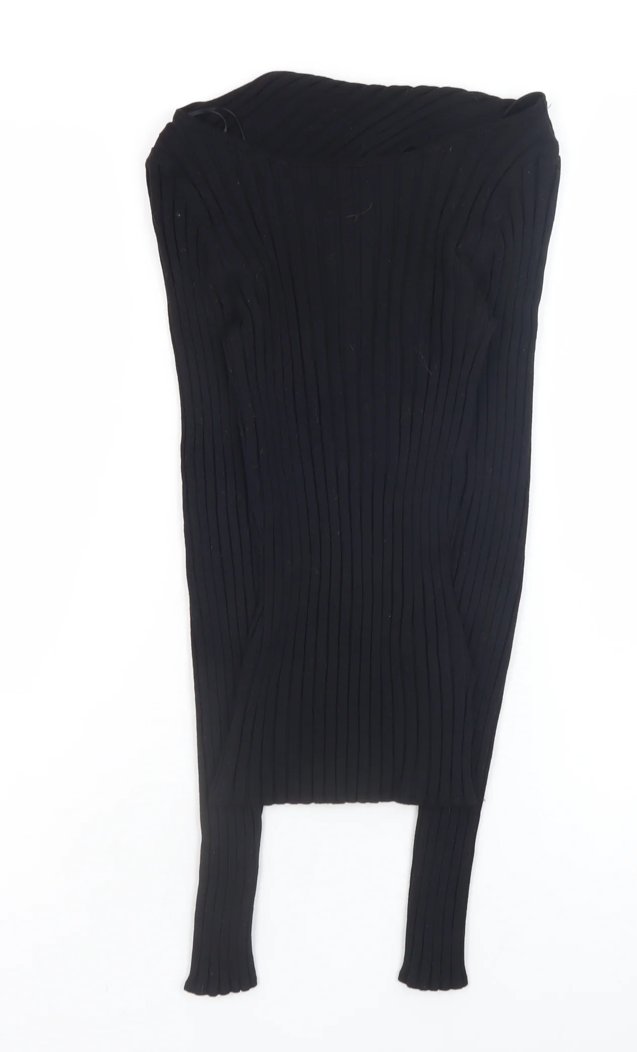 H&M Women’s Black Ribbed Knit Long Sleeve Boat Neck Top XS