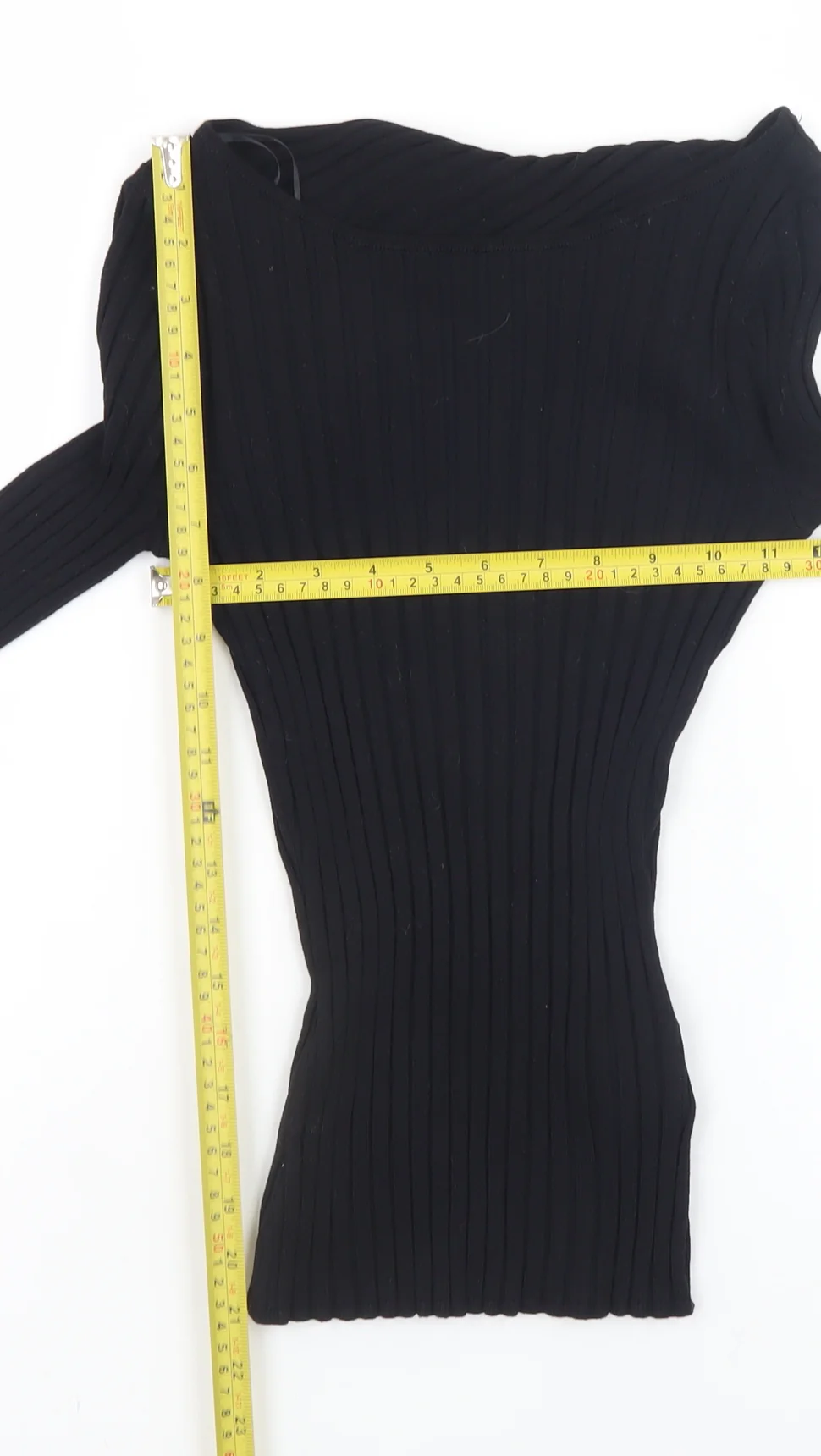 H&M Women’s Black Ribbed Knit Long Sleeve Boat Neck Top XS - Image 2