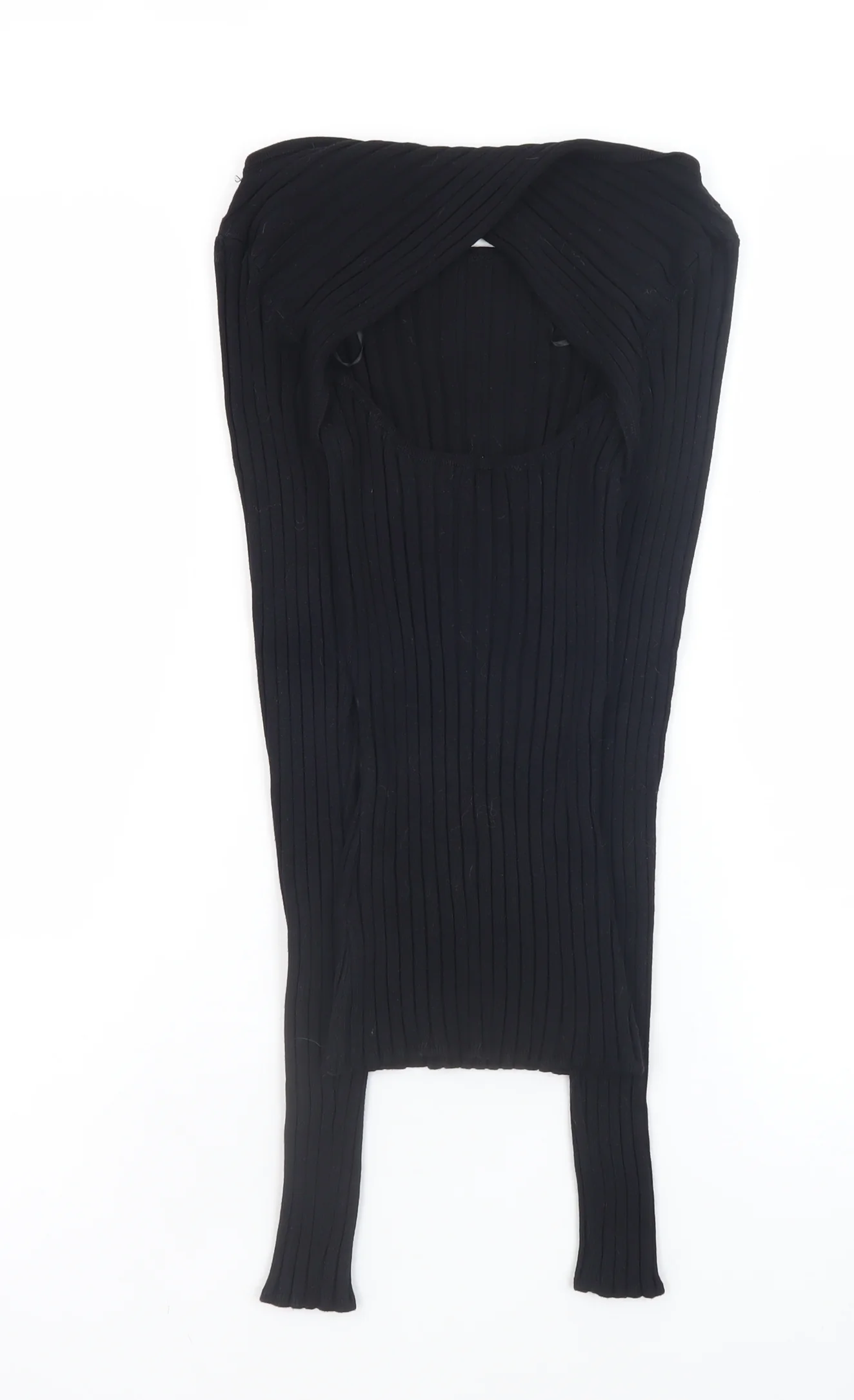 H&M Women’s Black Ribbed Knit Long Sleeve Boat Neck Top XS - Image 3