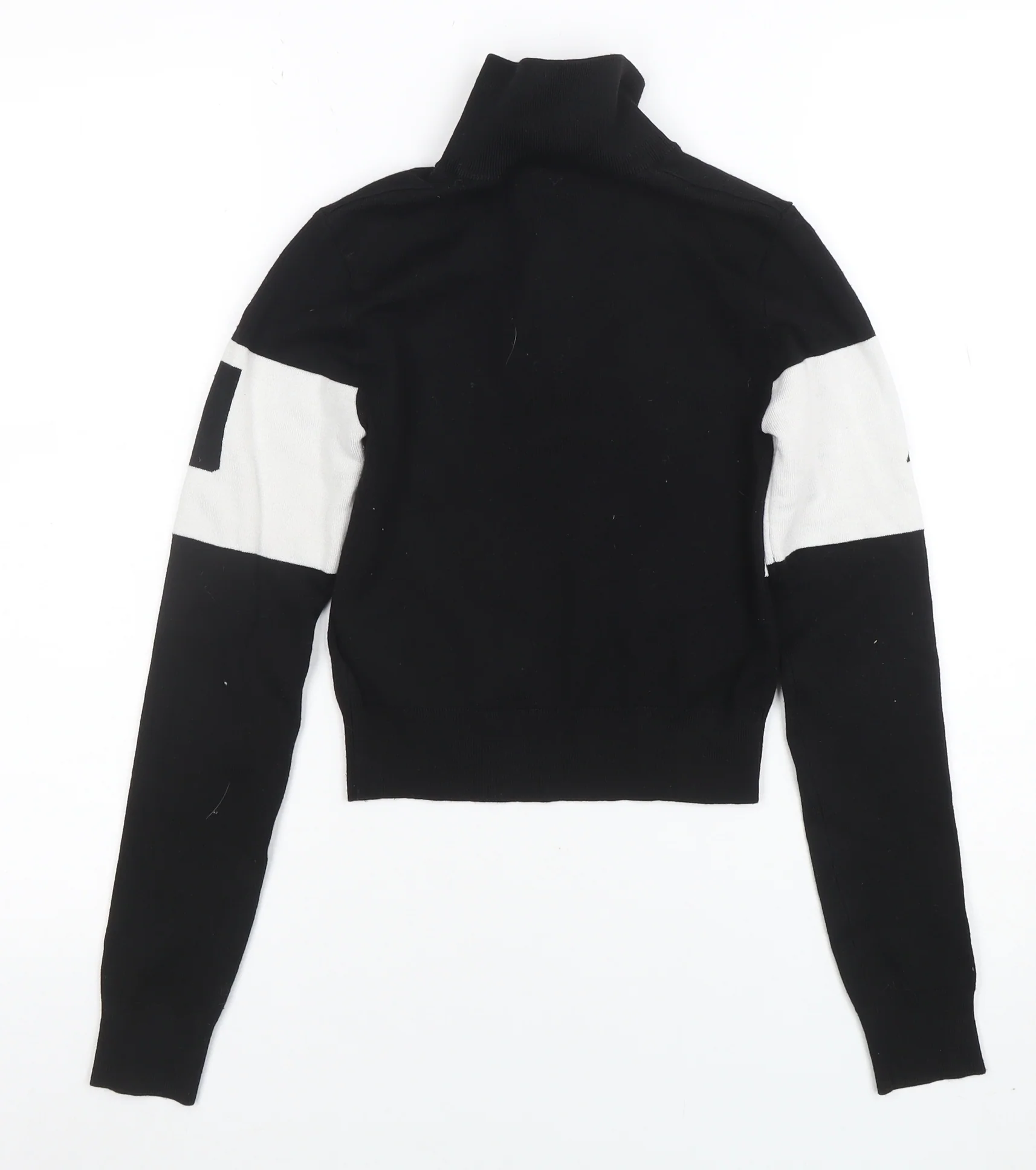 H&M Women’s Black Roll Neck Ski Club 1/4 Zip Jumper XS - Image 3