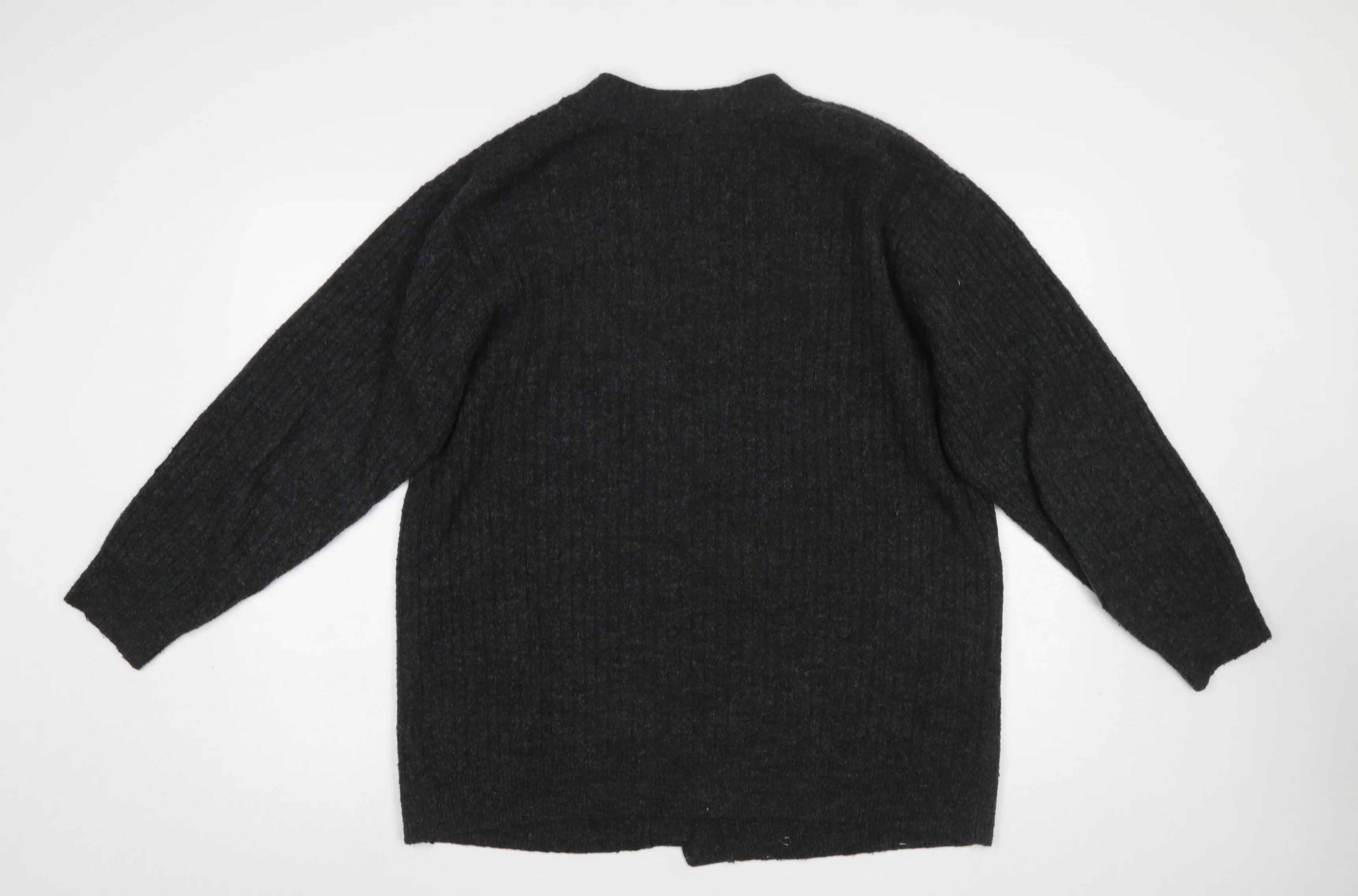 H&M Women’s Black Waffle-Knit Open Cardigan Size L - Image 3