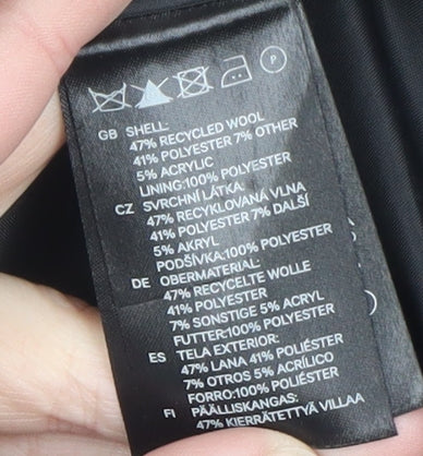 H&M Women’s Black Wool Blend Hooded Duffle Coat Size 14 - Image 6